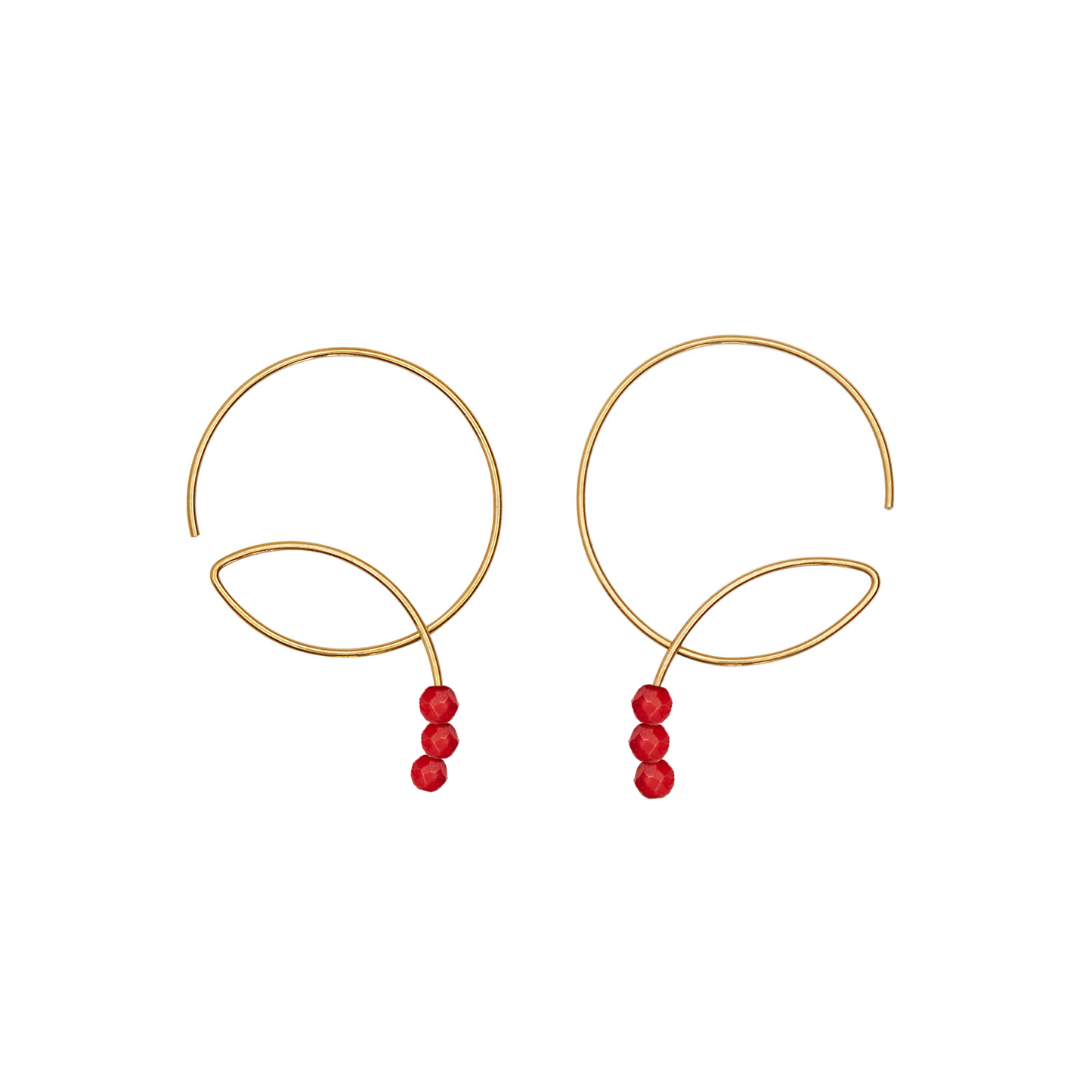 Round Curl Earrings with Round Beads Gemstone