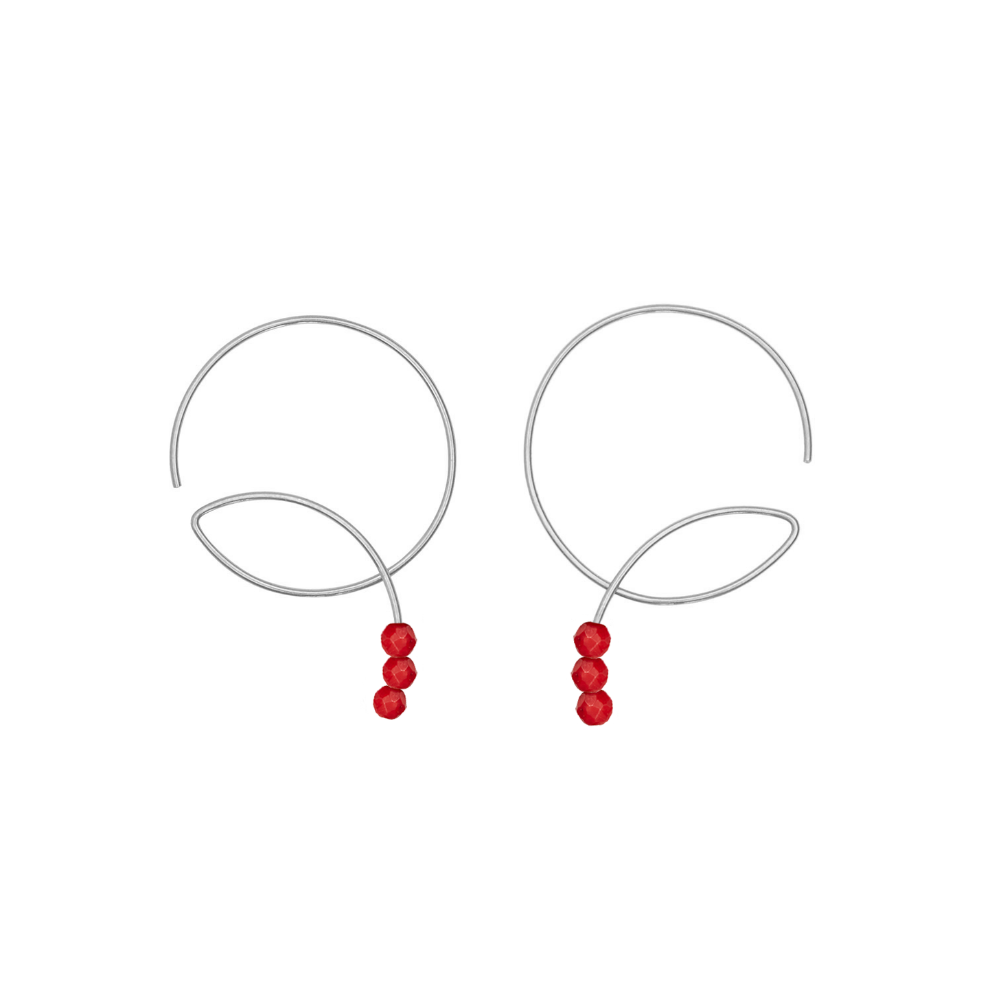 Round Curl Earrings with Round Beads Gemstone