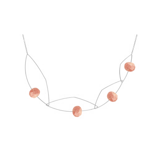 pink gemstone necklace silver