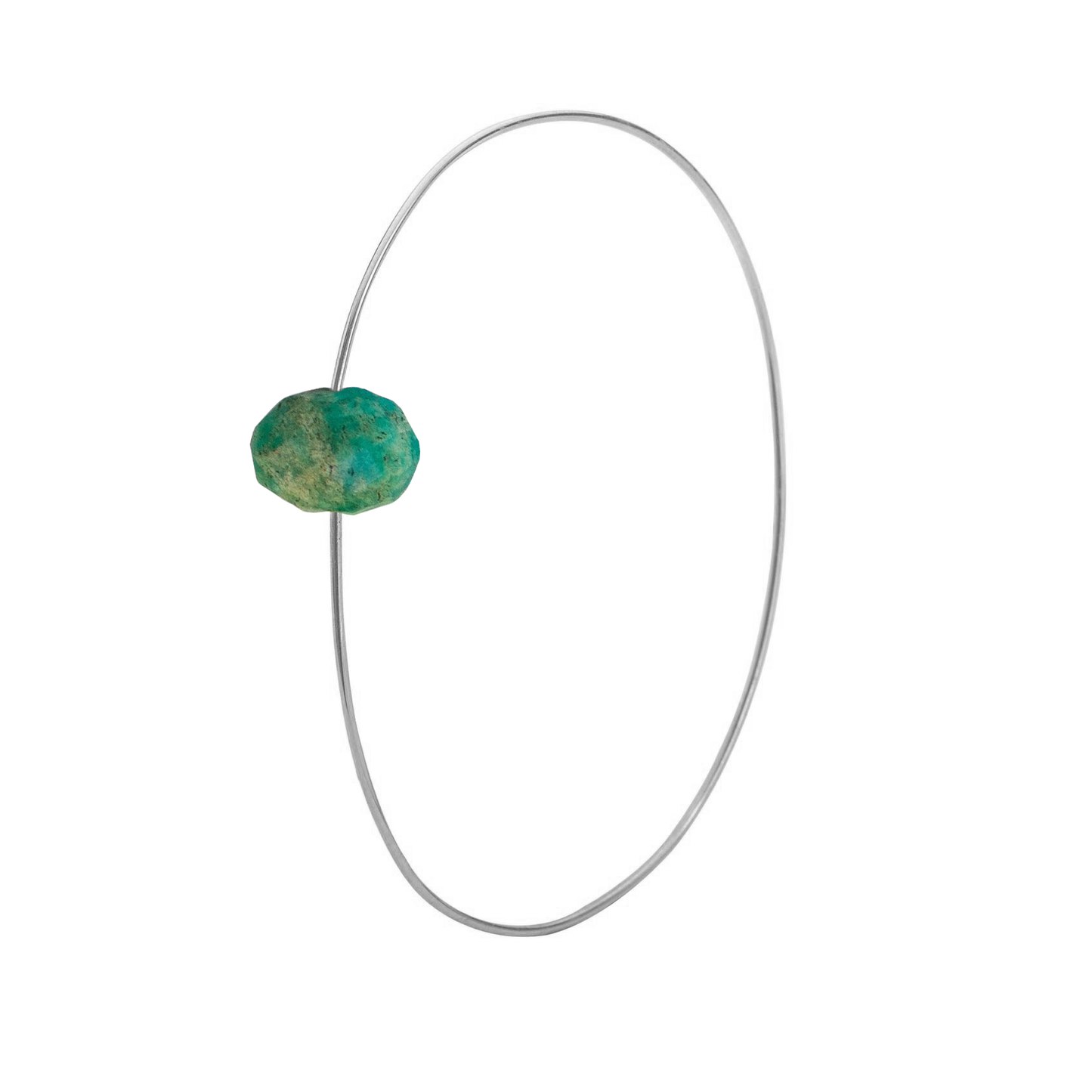 Oval Bangle with hand-cut precious gemstones