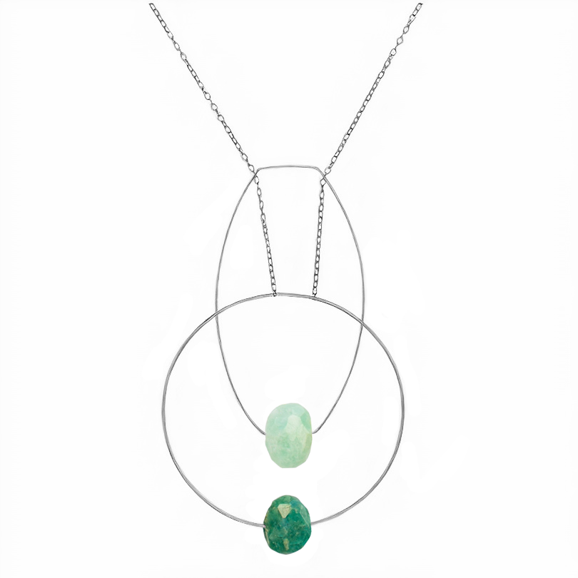 Multi Shape Pendant Necklace with Hand-Cut Gems (choices of colour combination)