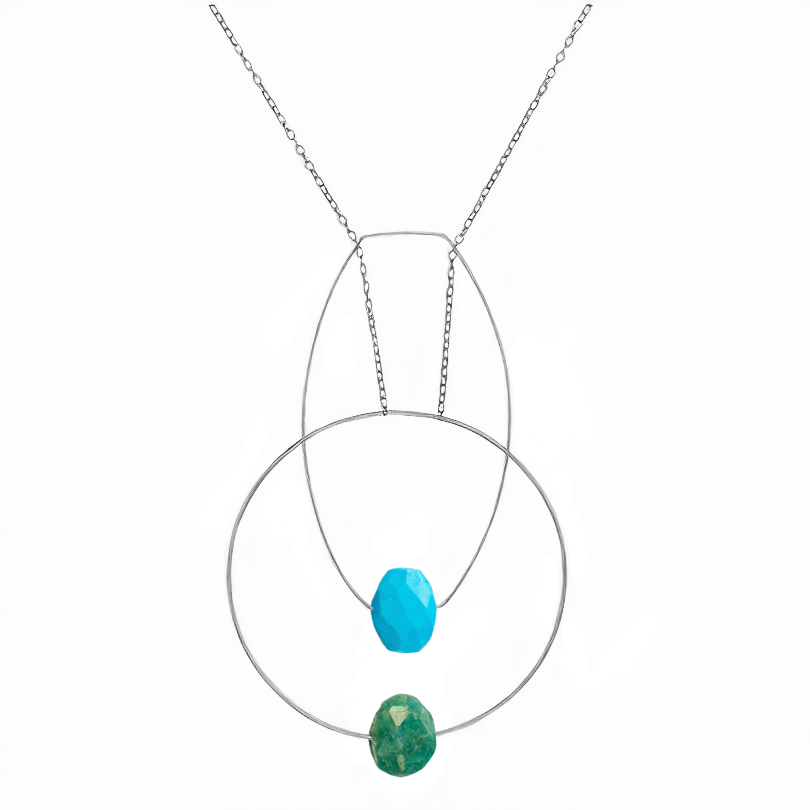 Multi Shape Pendant Necklace with Hand-Cut Gems (choices of colour combination)