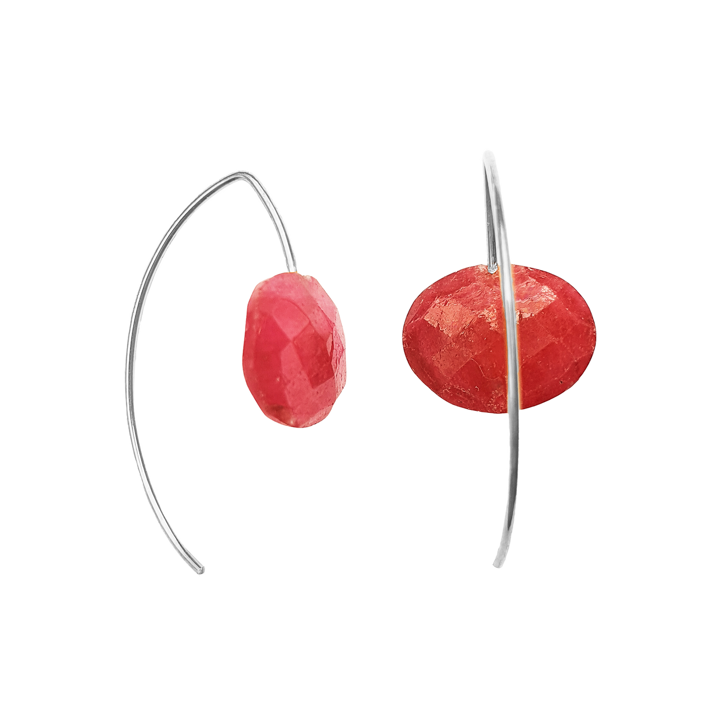 Short Curve Earrings with Hand-cut Precious Gemstones