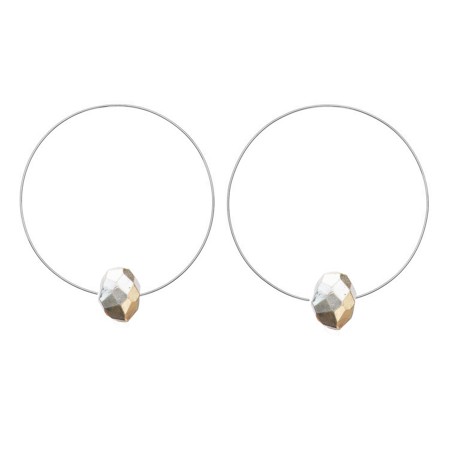 Medium Round Hoops with Gemstones - marvellous metallic & neutral colours