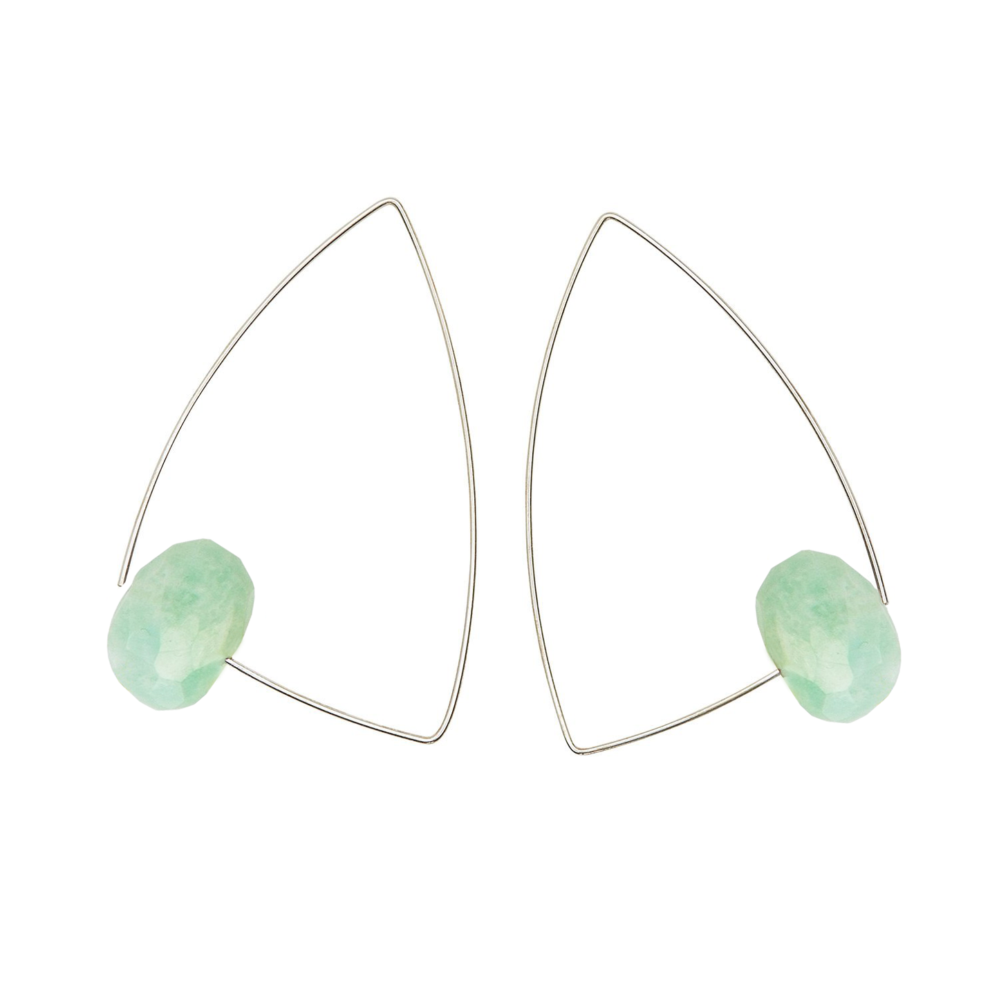 Large Triangle Earrings with hand-cut precious Gemstones