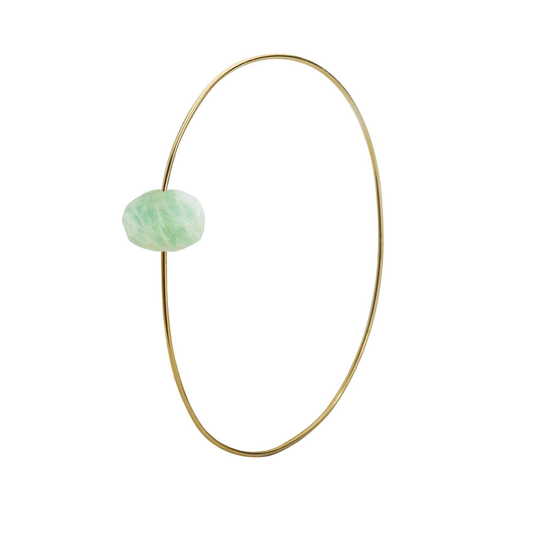 Oval Bangle with hand-cut precious gemstones