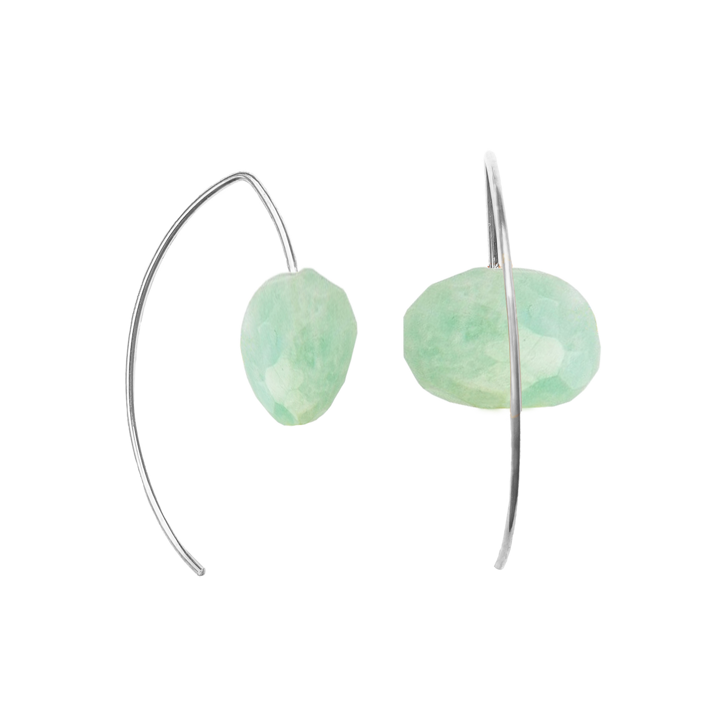 Short Curve Earrings with Hand-cut Precious Gemstones