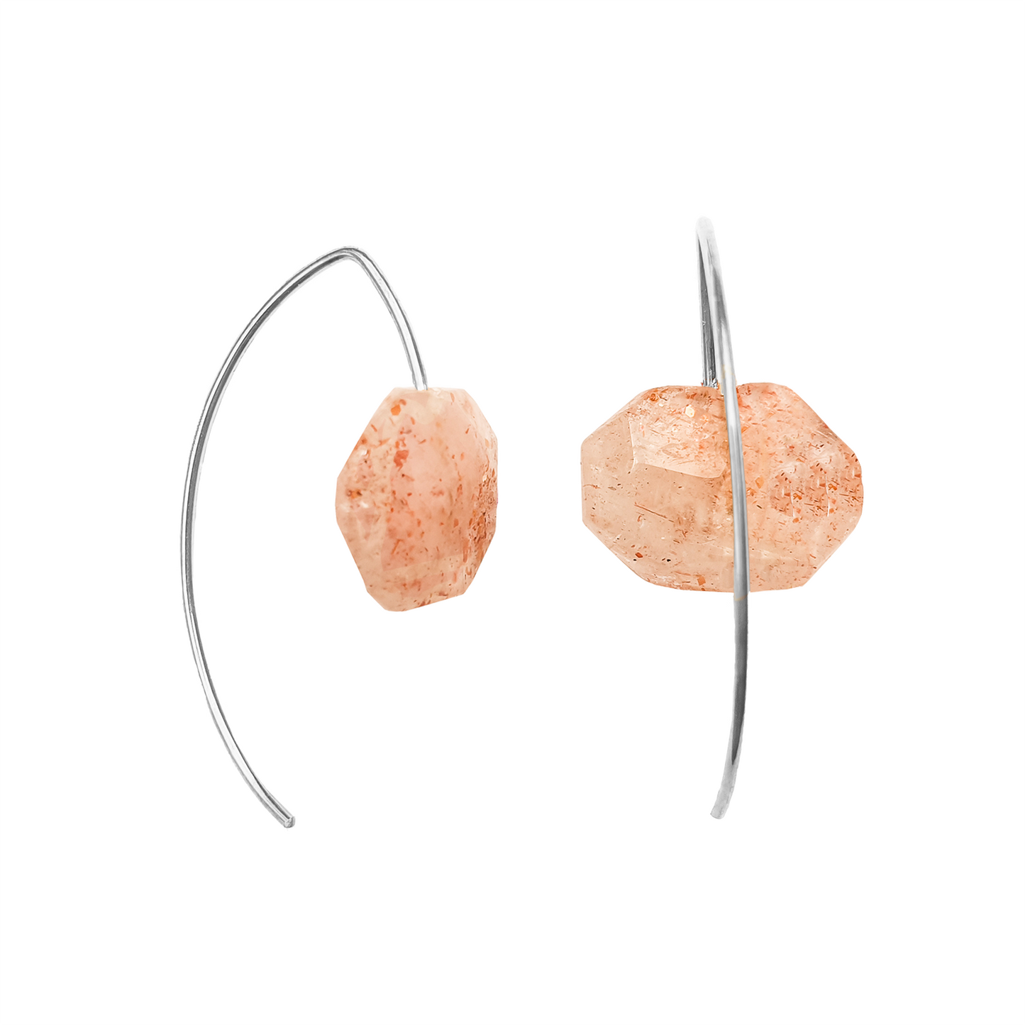 Short Curve Earrings with Hand-cut Precious Gemstones