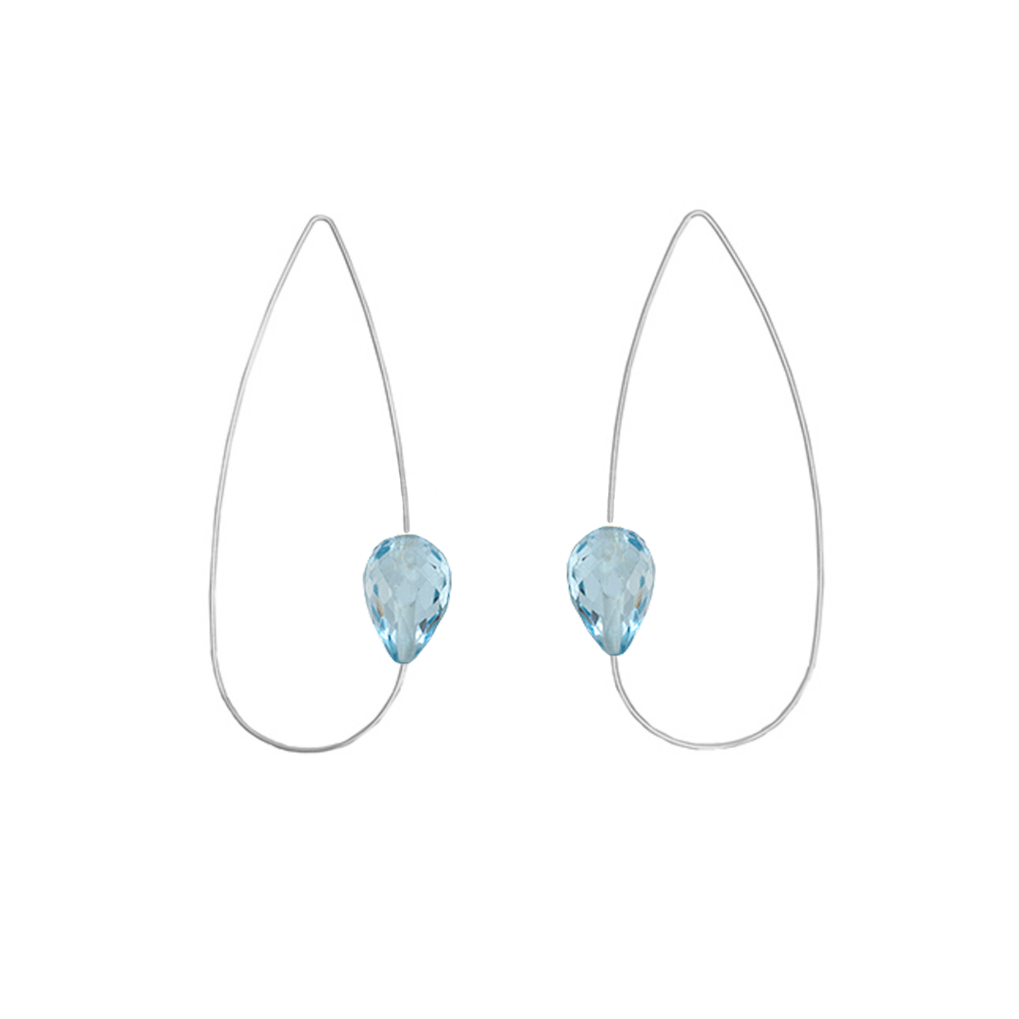 Pointed Oval Earrings with Silver Pyrite or Drop Gems option