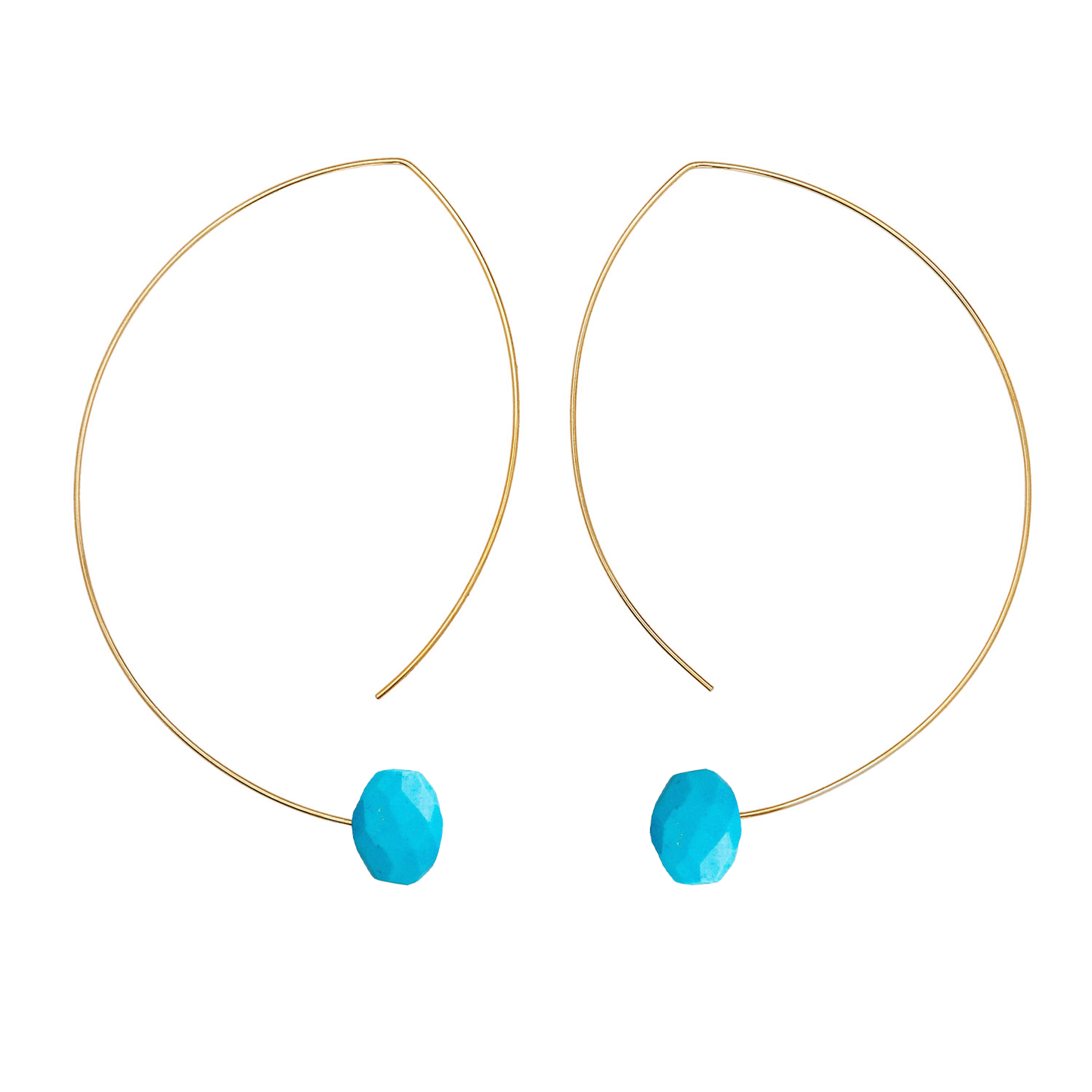 Angled Curve Earrings with hand-cut precious gems