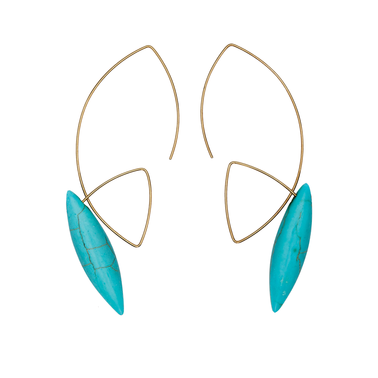 Large Angled Loop Earrings with Gemstones/Bamboo Coral (sustainably produced)