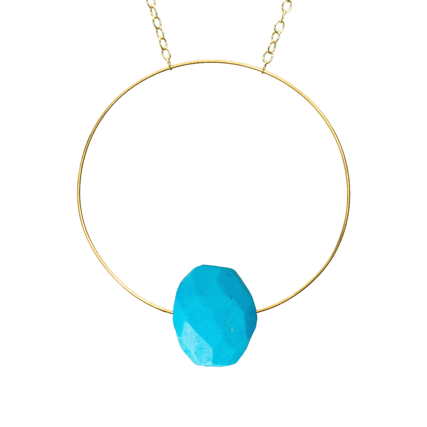 Circle Pendant Necklace with hand-cut Gemstones