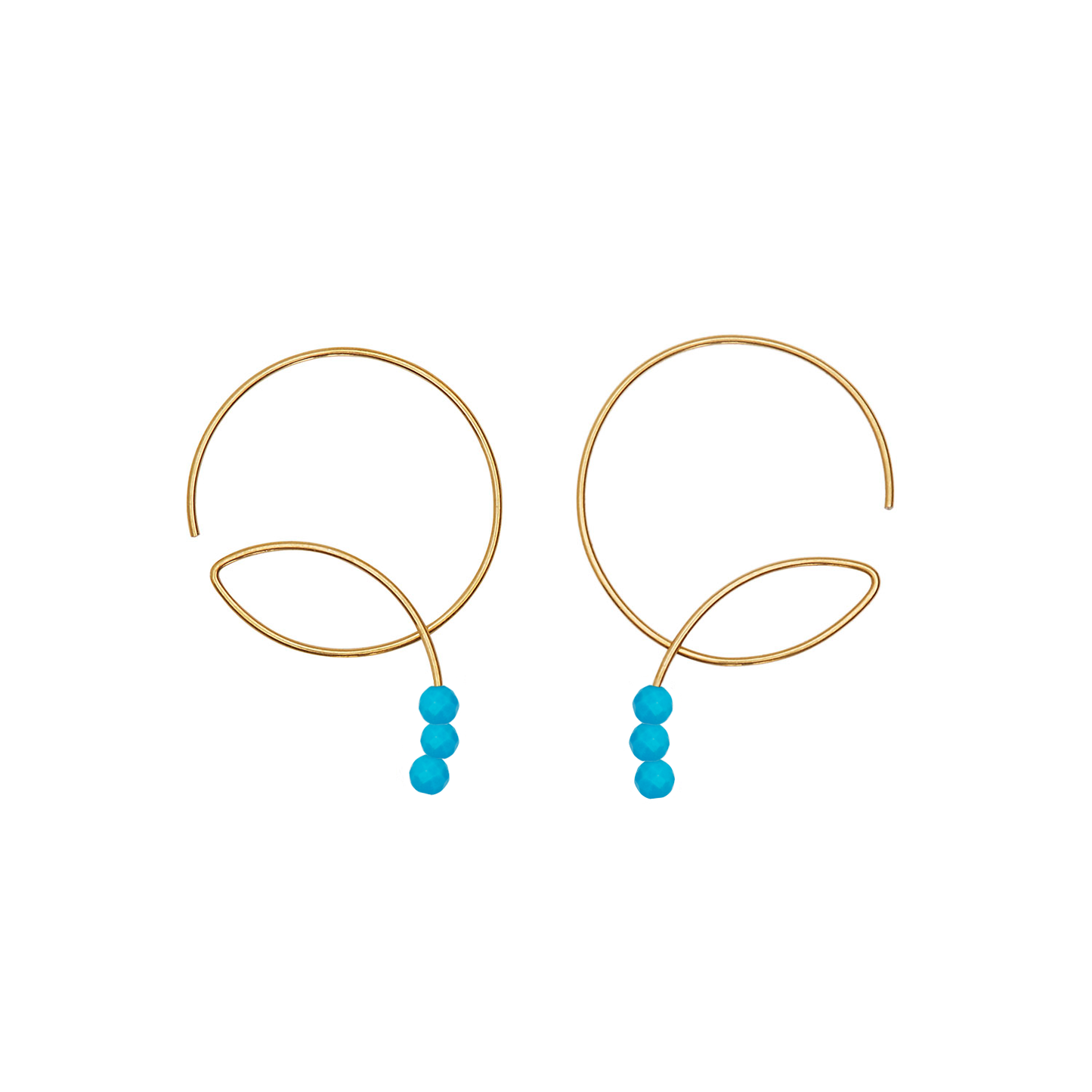 Round Curl Earrings with Round Beads Gemstone