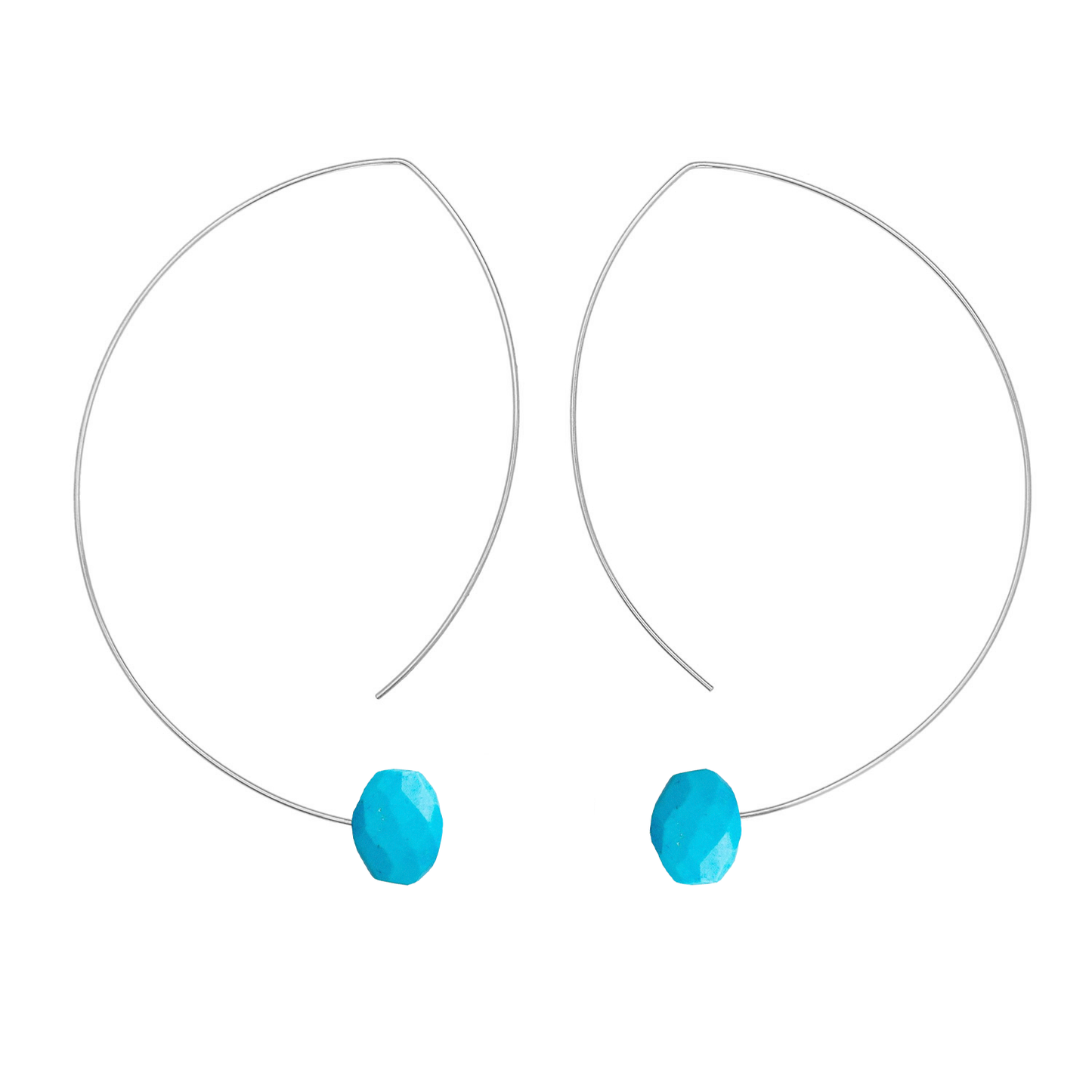 Angled Curve Earrings with hand-cut precious gems