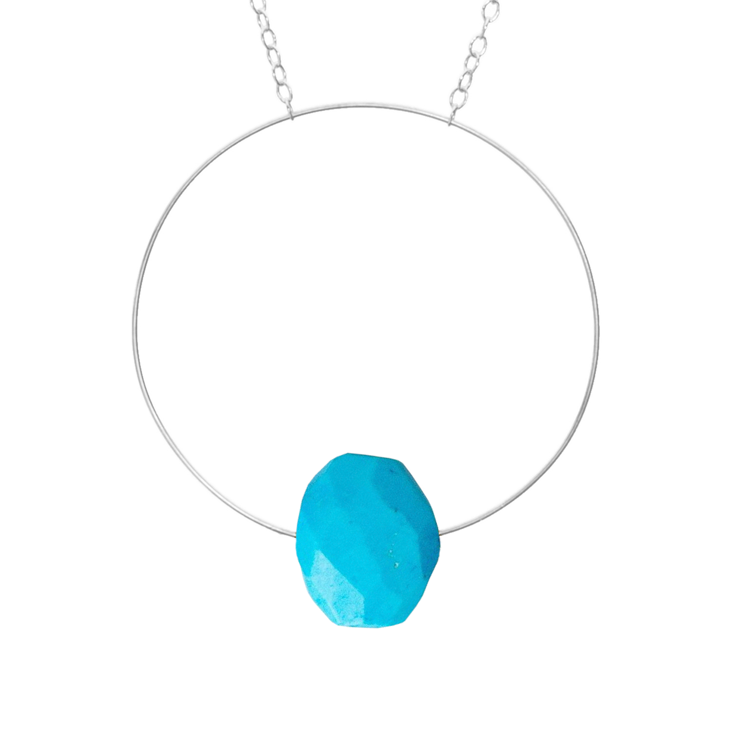Circle Pendant Necklace with hand-cut Gemstones