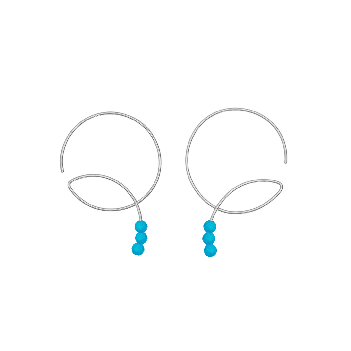 Round Curl Earrings with Round Beads Gemstone