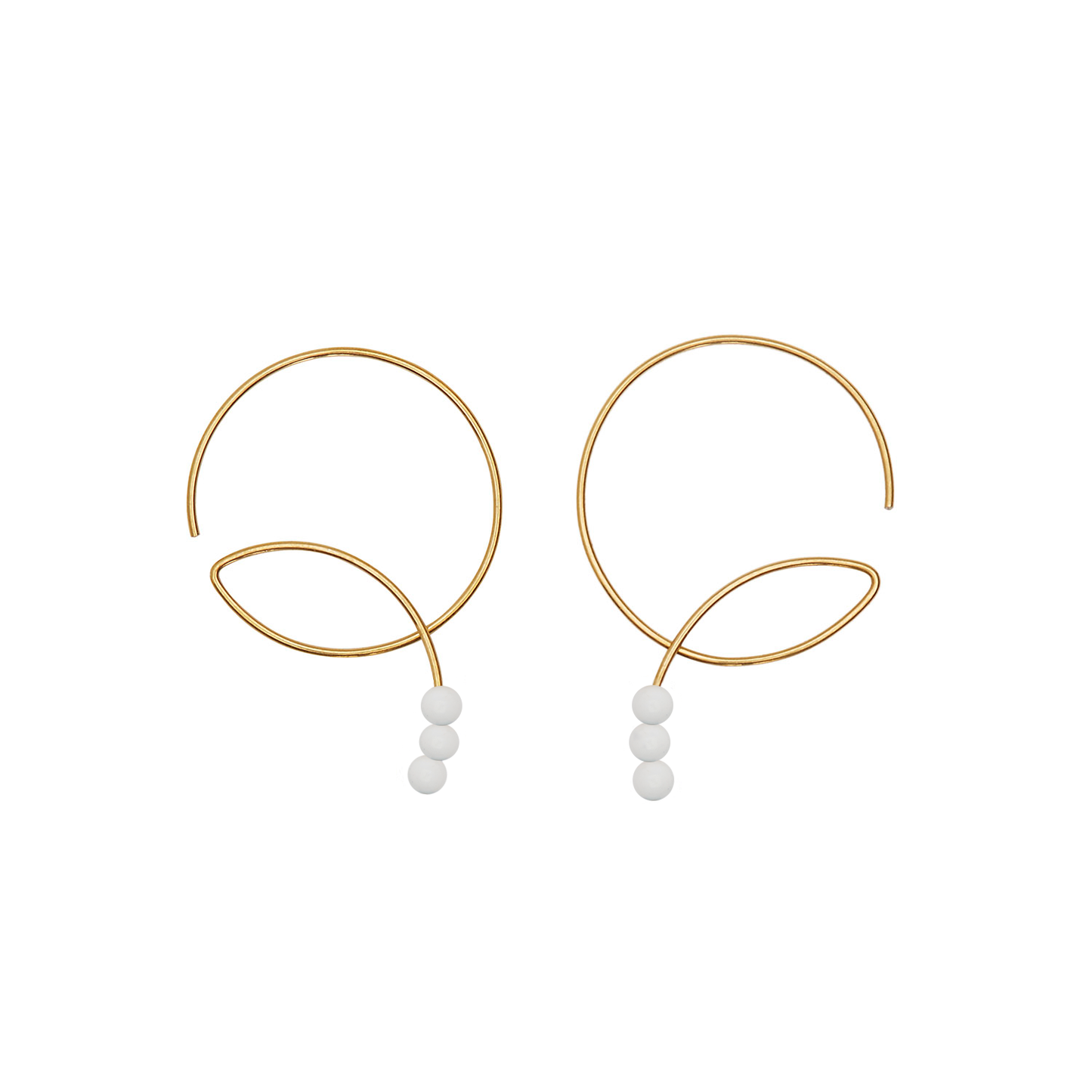Round Curl Earrings with Round Beads Gemstone
