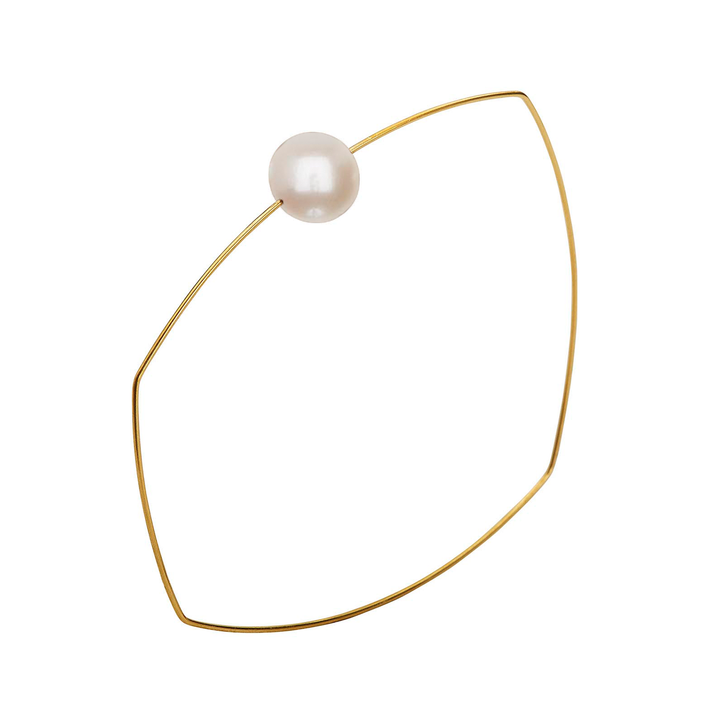 Asymmetric Square Bangle with 9mm Round Freshwater Pearl