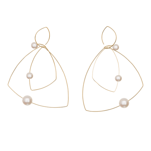 'Morph It' Earrings with Round Freshwater Pearl Trio