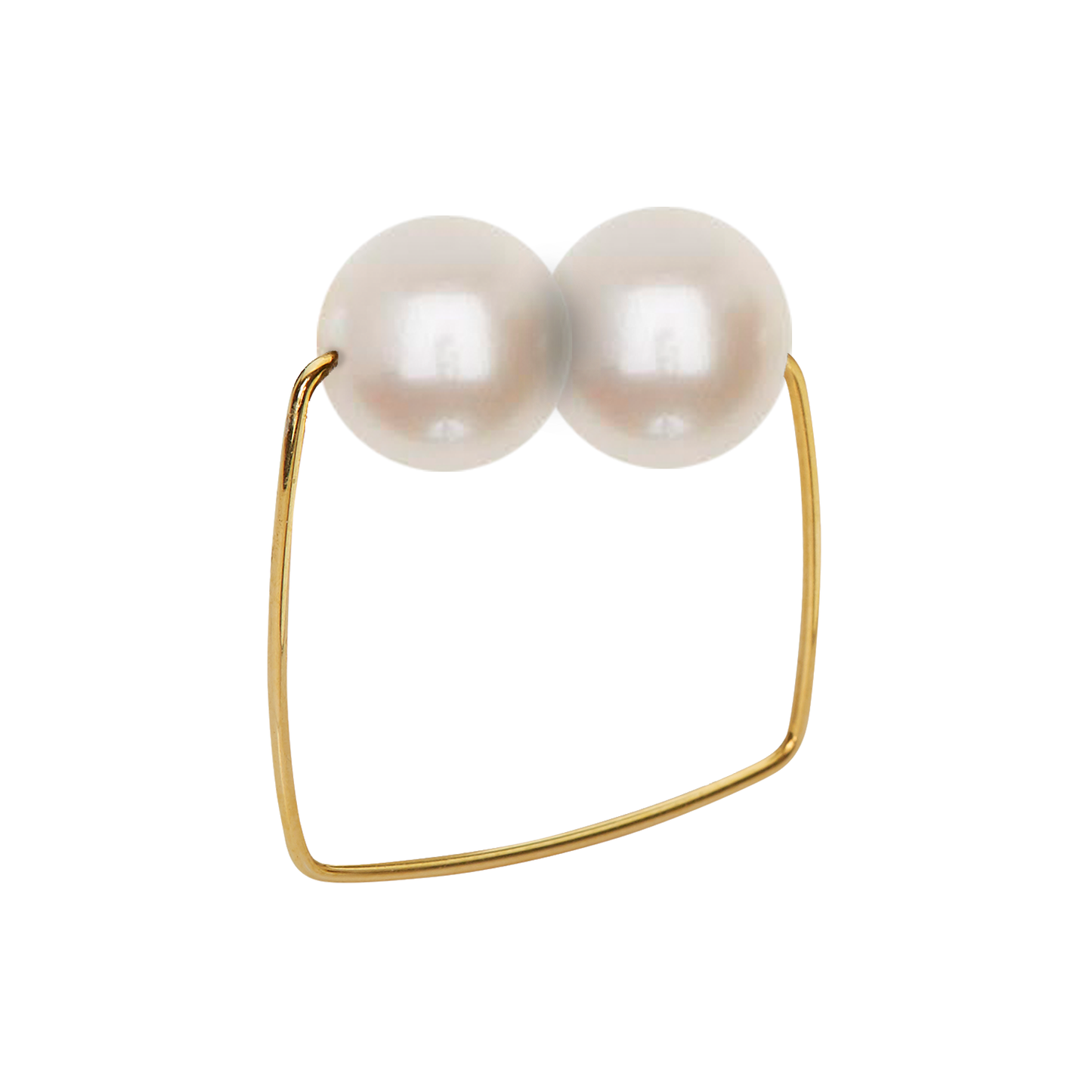 Square Ring with Round Fresh Water Pearls (12mm x 9mm)