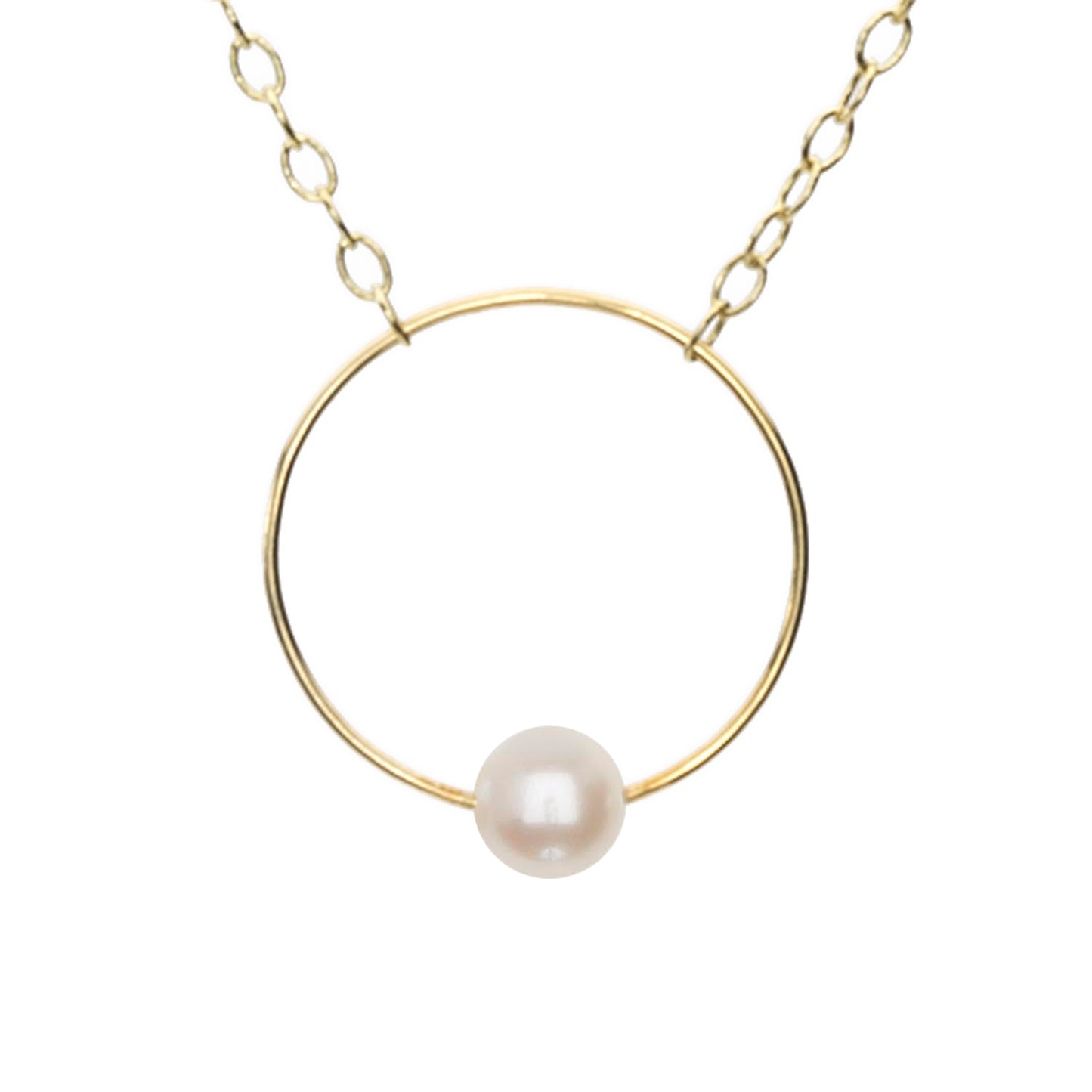 Petite Circle Pendant Necklace with Round Freshwater Pearl