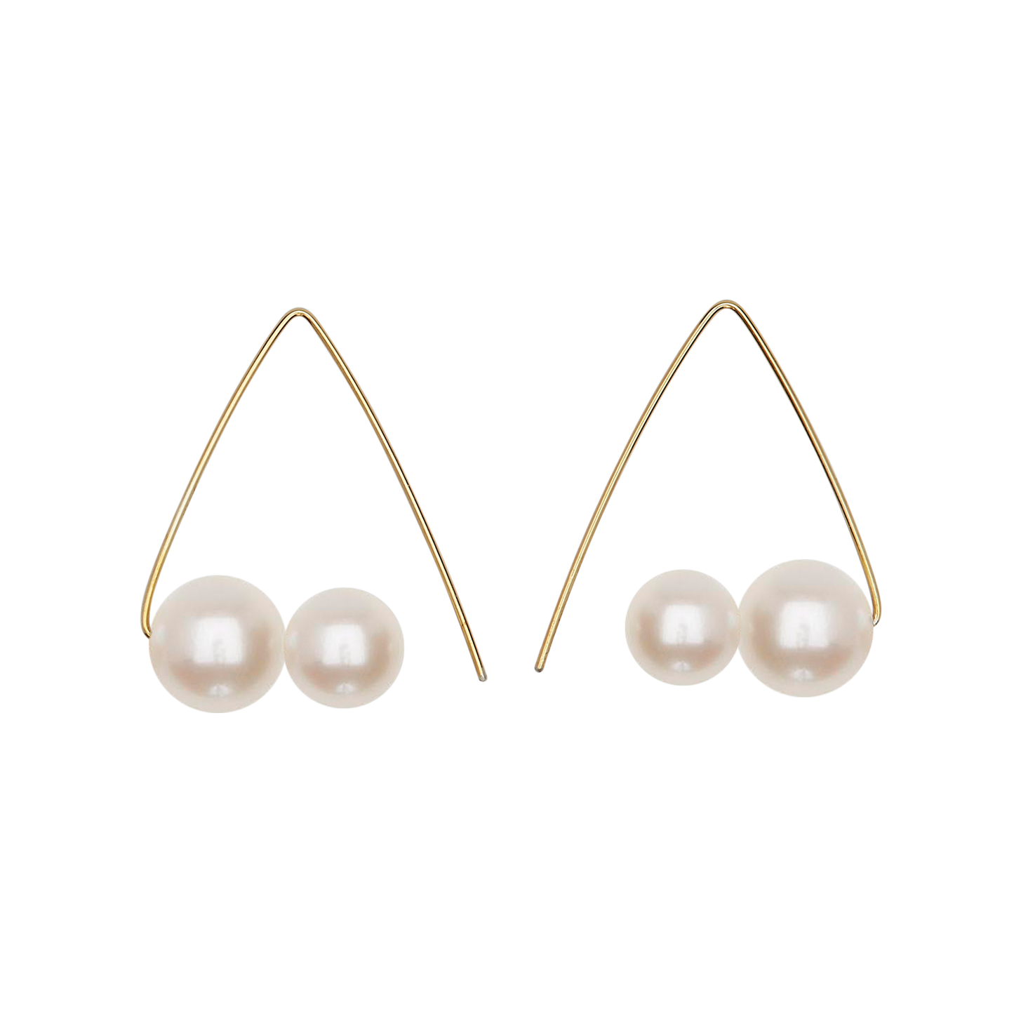 Petite Triangle Lobe Huggers with Round Freshwater Pearls (7mm, 9mm)