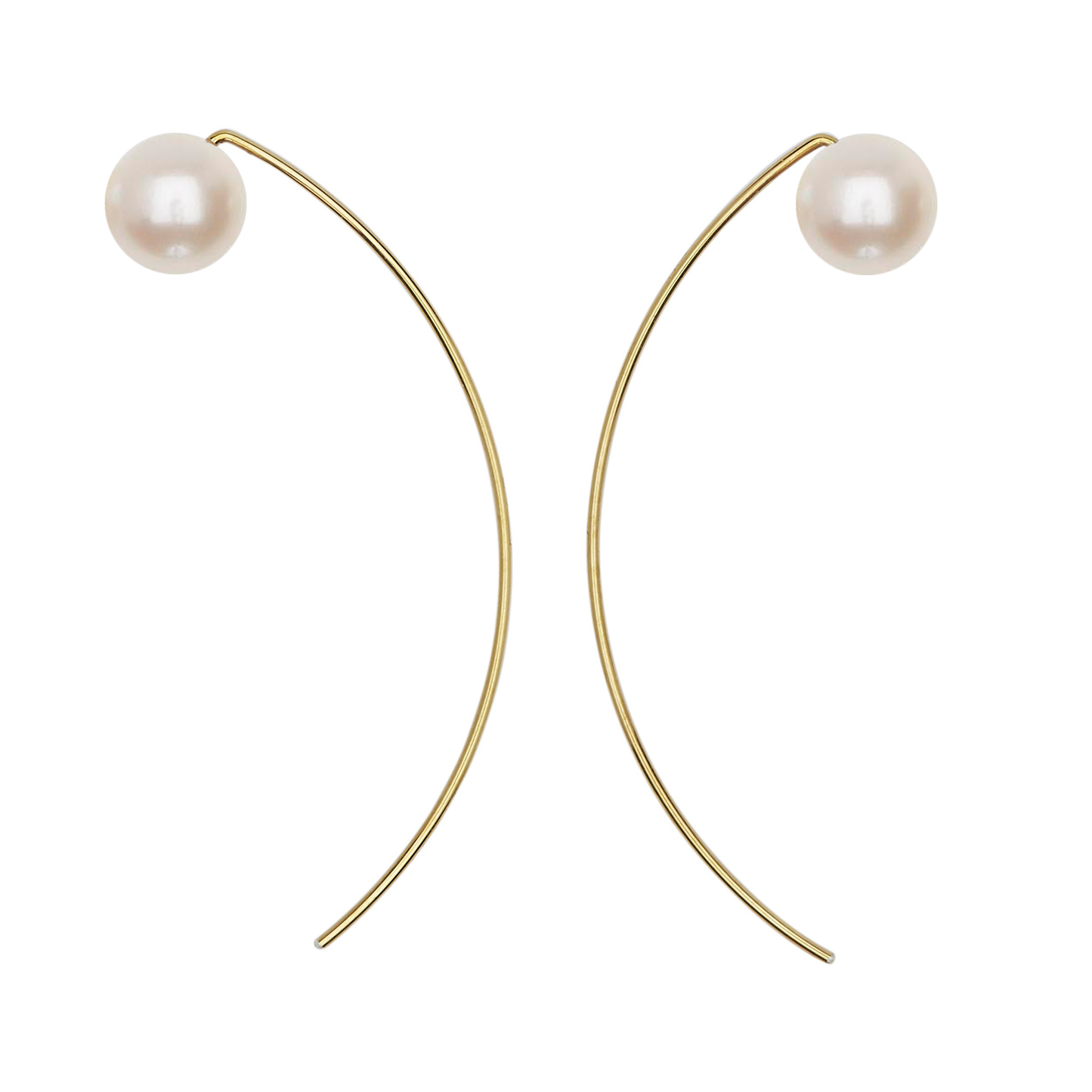 Curve Earrings with Round Freshwater Pearls (7mm)