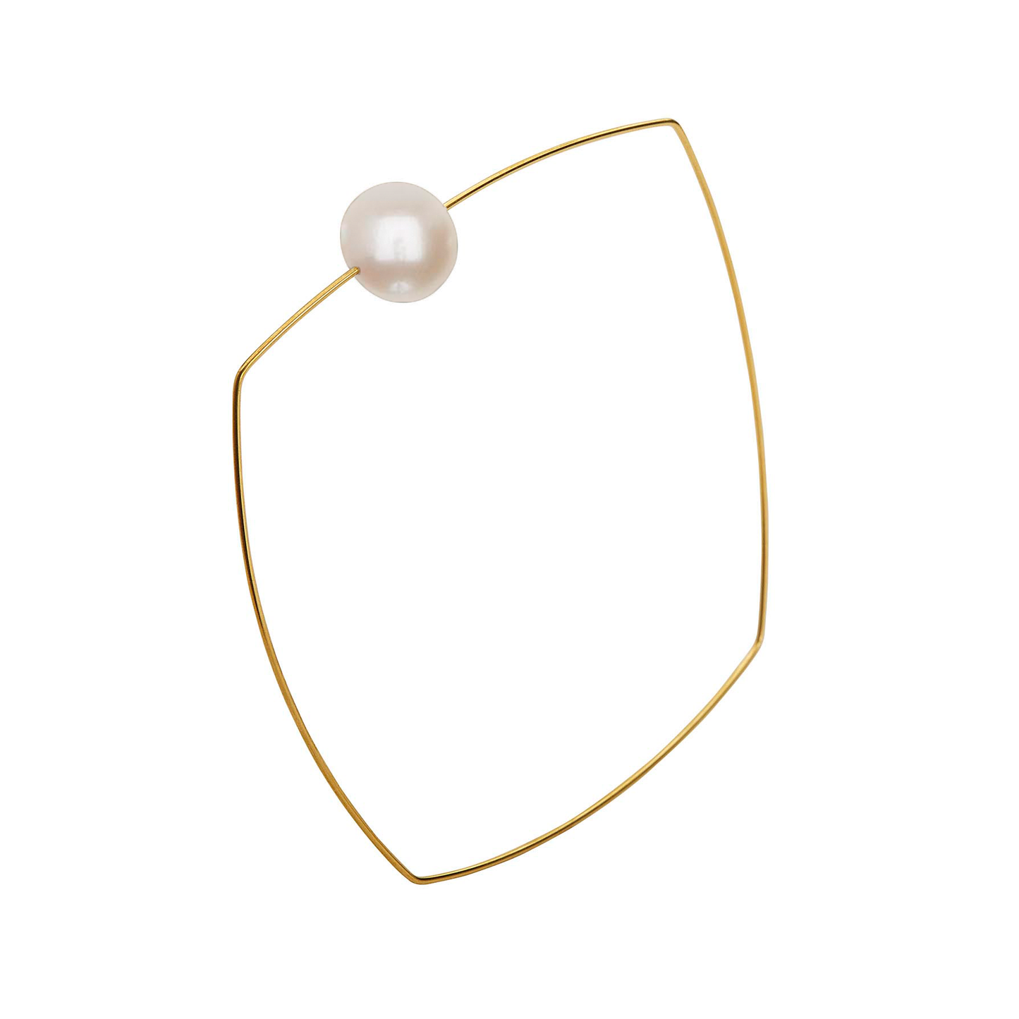 Square Bangle with Round Freshwater Pearl