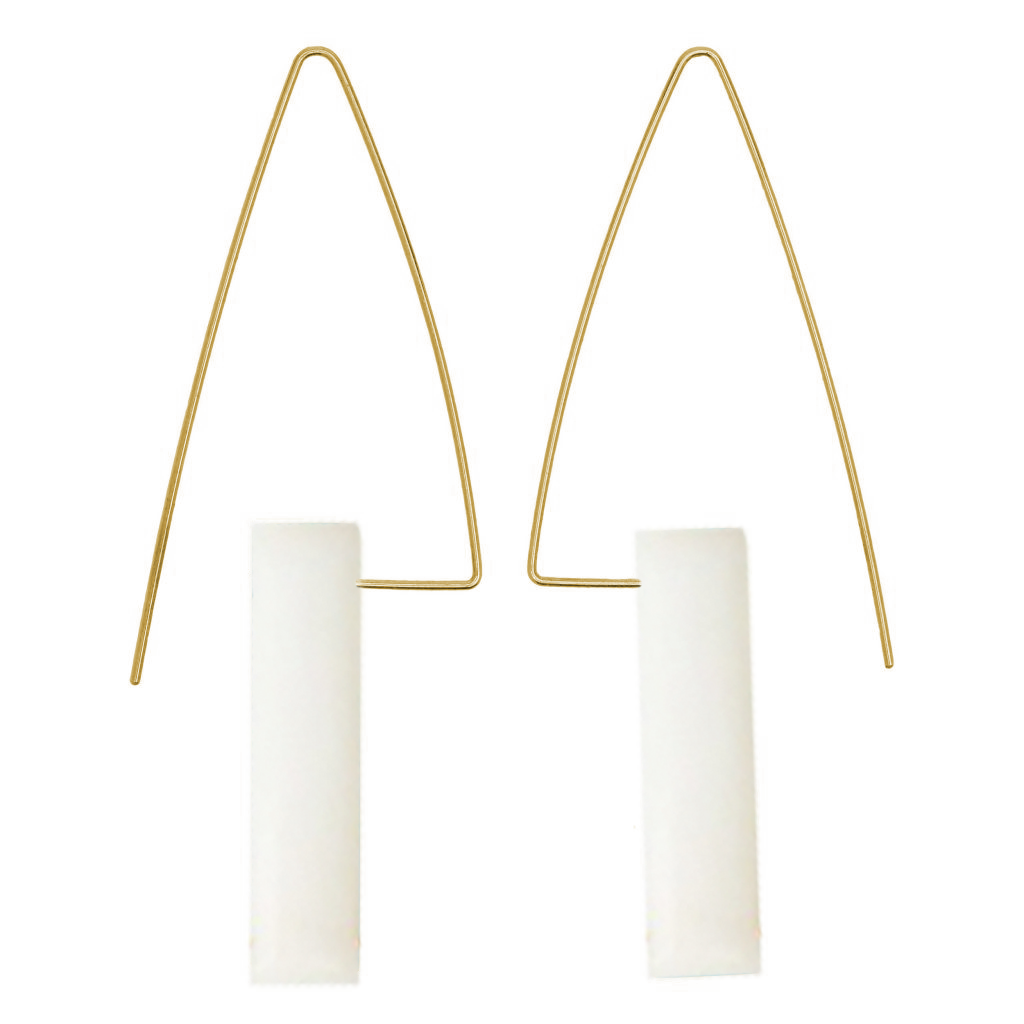 Tall Triangle Earrings with Gemstones