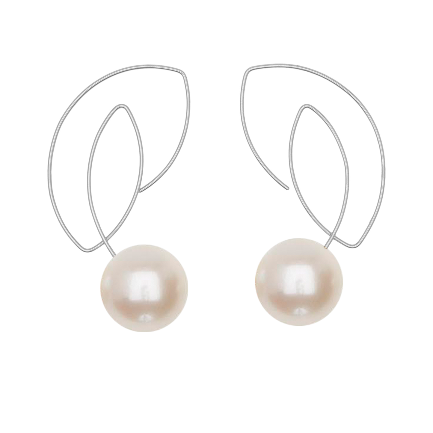 Cubist Earrings with Round Freshwater Pearls