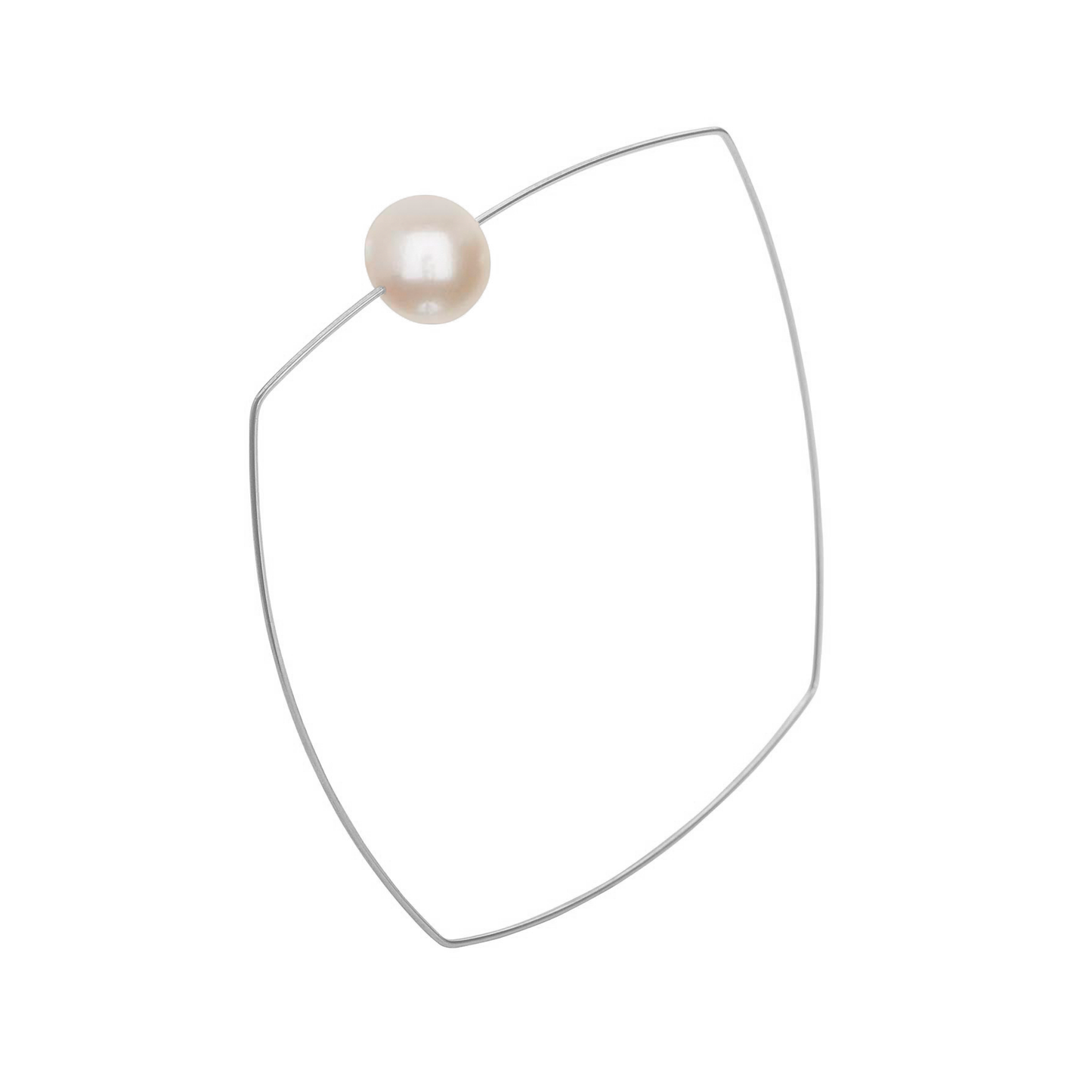 Square Bangle with Round Freshwater Pearl