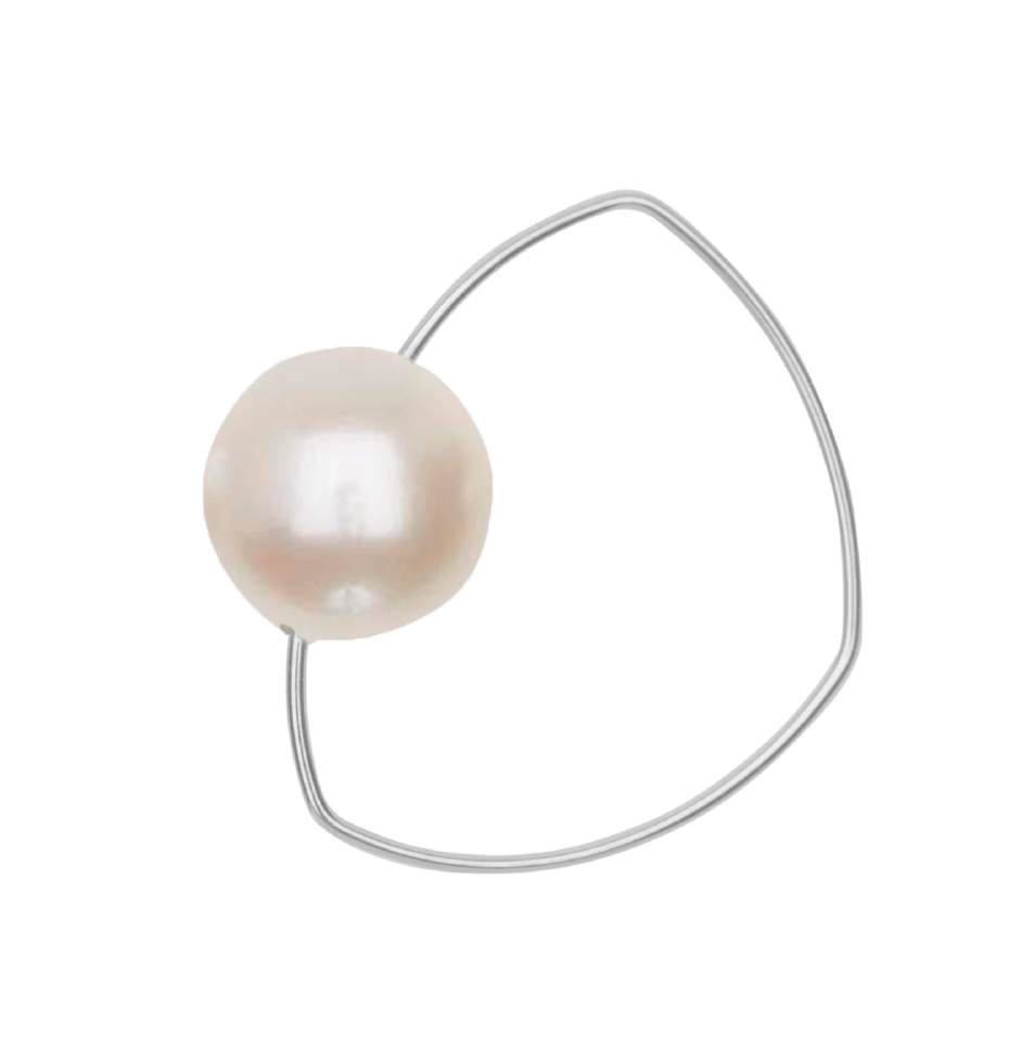 Triangle Ring with Peach Ripley Baroque or Freshwater Pearl (14mm)