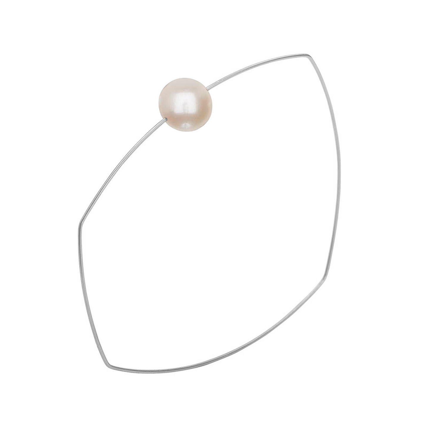 Asymmetric Square Bangle with 9mm Round Freshwater Pearl