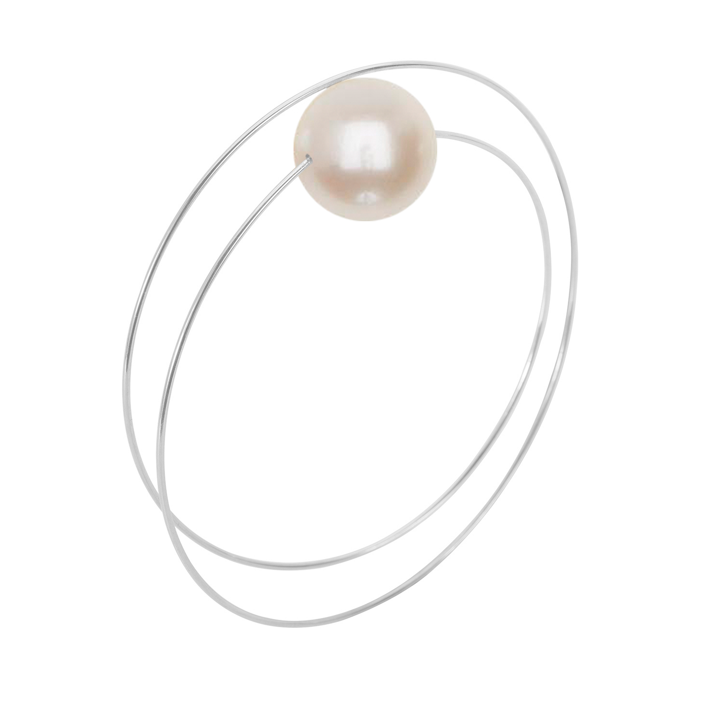 Circle Wrap Bangle with Large Round Freshwater Pearl