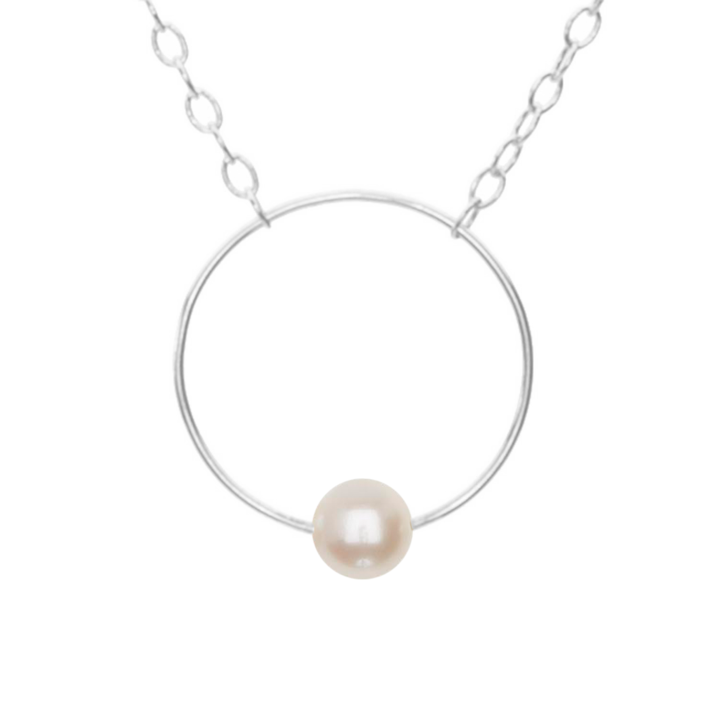 Petite Circle Pendant Necklace with Round Freshwater Pearl