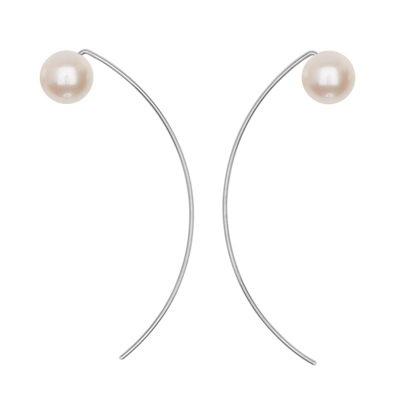 Curve Earrings with Round Freshwater Pearls (7mm)