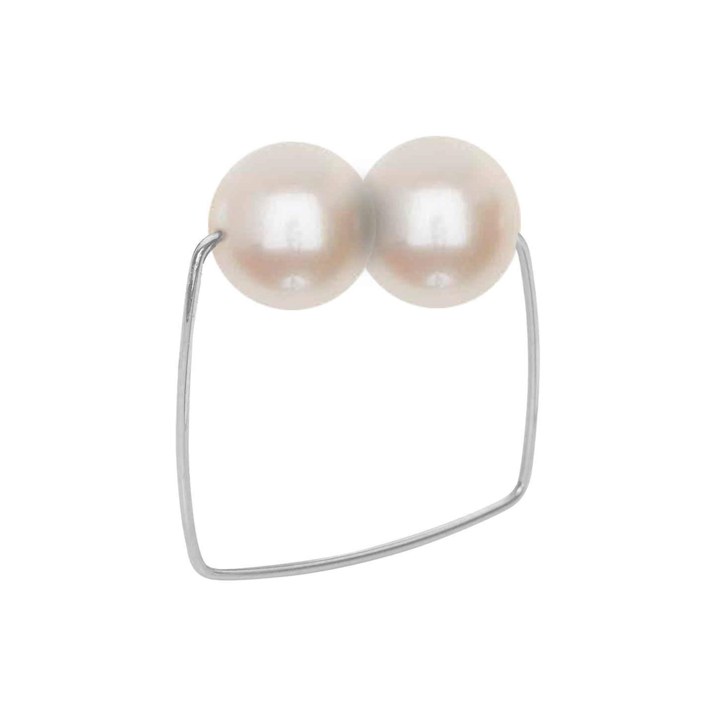 Square Ring with Round Fresh Water Pearls (12mm x 9mm)