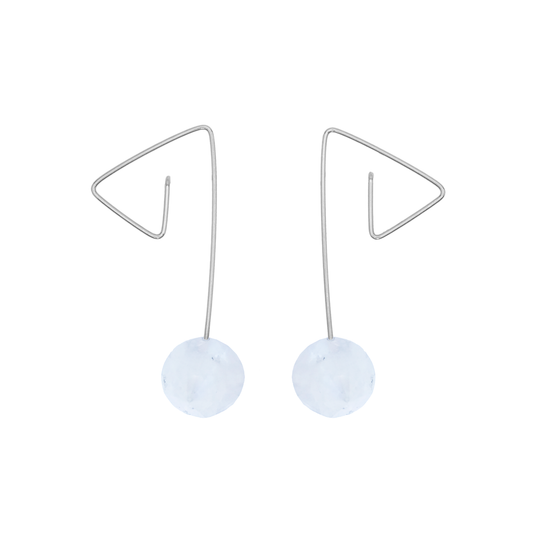 Medium Triangle Twist Earrings with Lapis Lazuli Faceted Cone