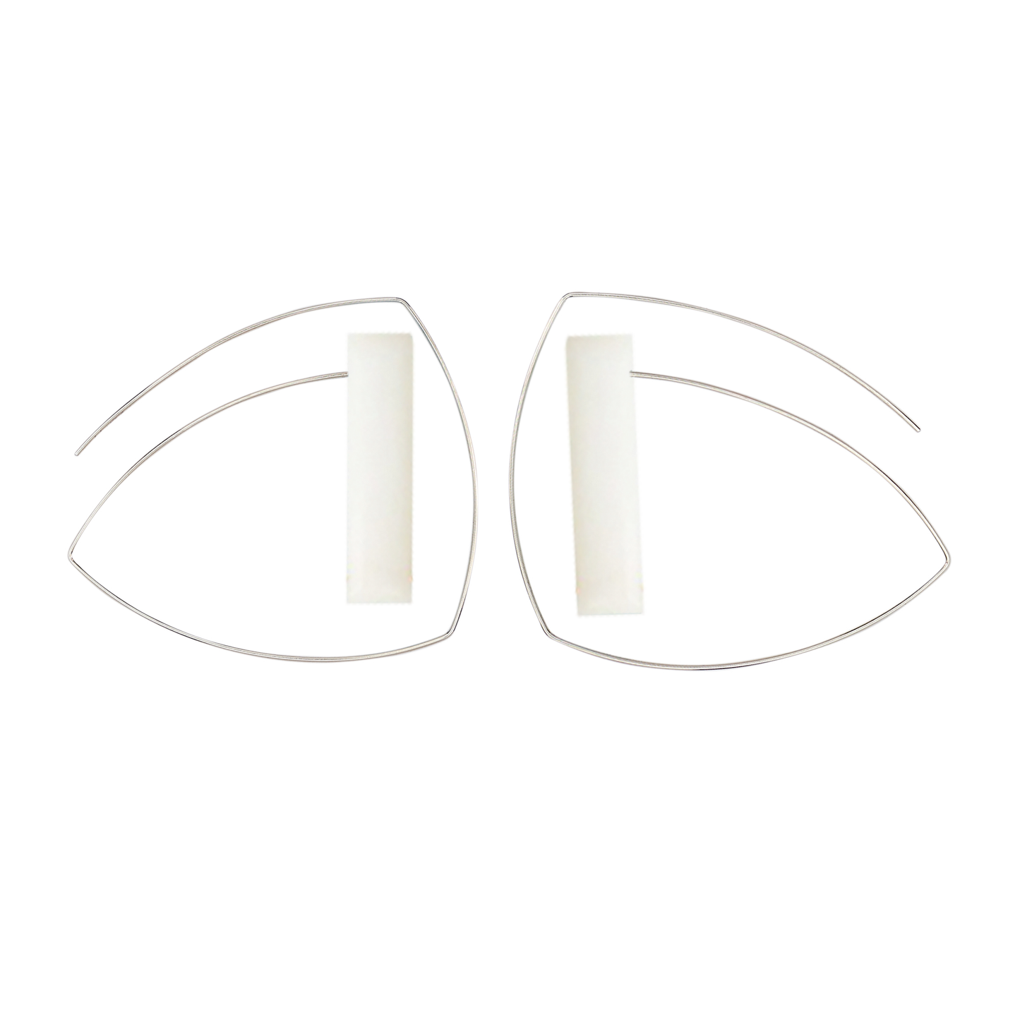 Large Triangle Loop Earrings with hand-cut Gemstones