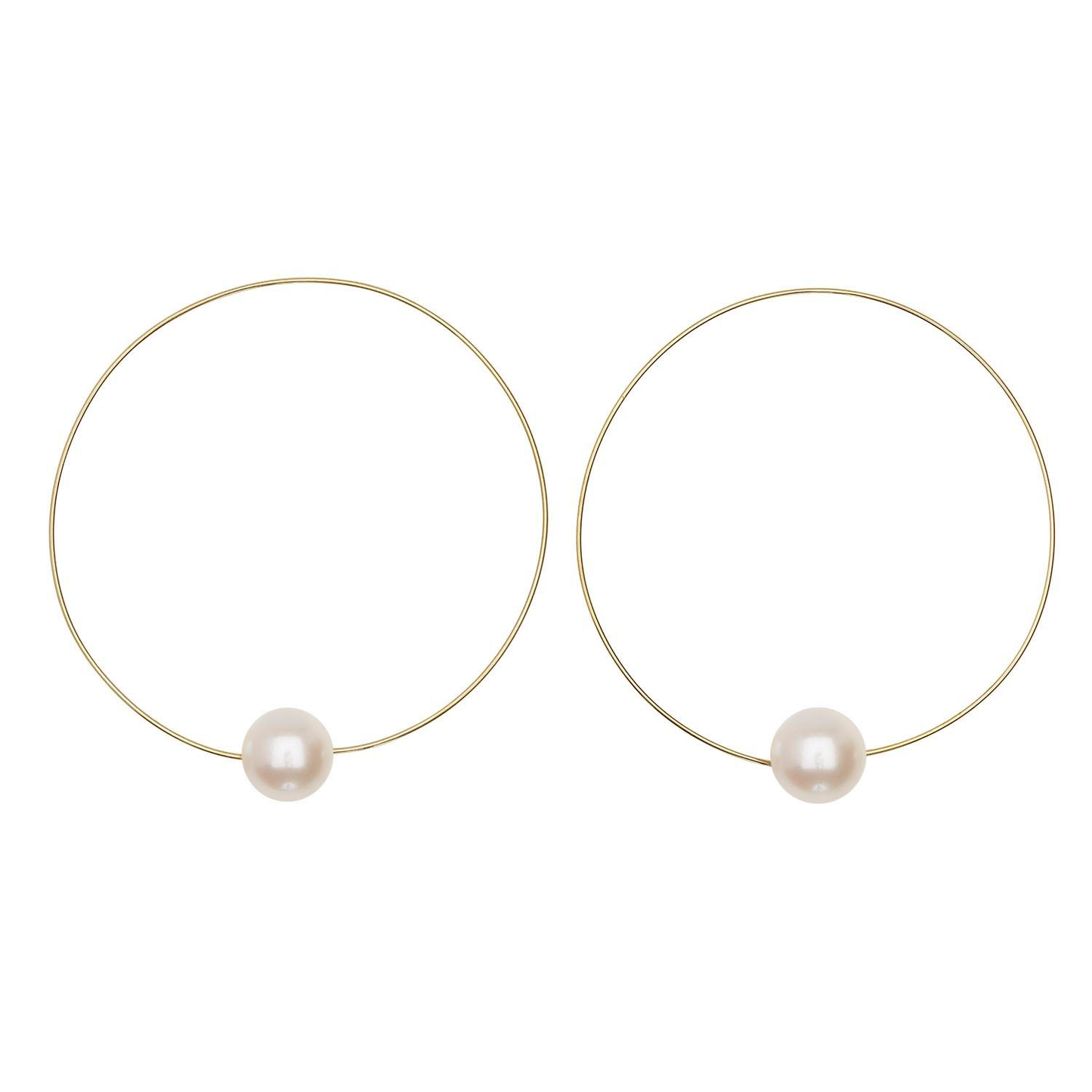 Medium Round Grey Hoops with Round Freshwater Pearls