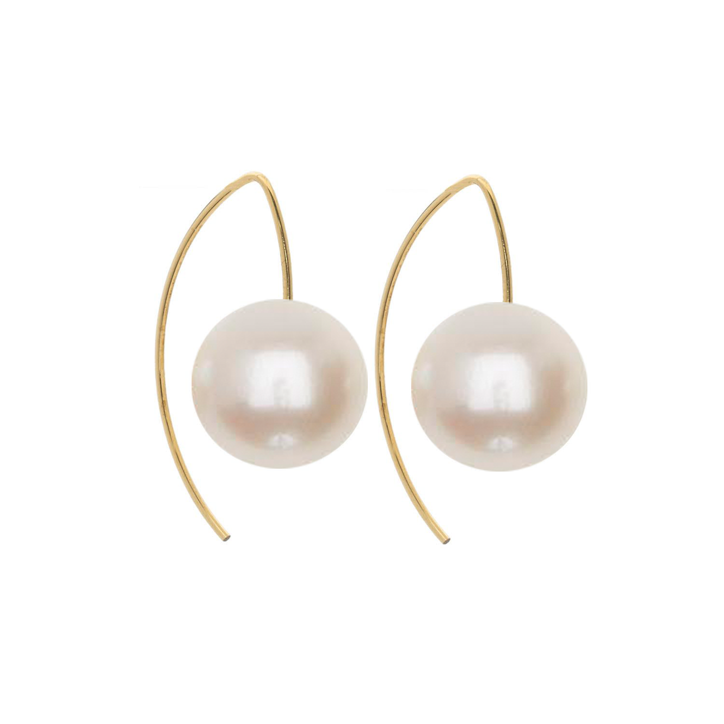 Lobe Huggers Signature Short Curve Earrings with Large Round Freshwater Pearls (12mm)