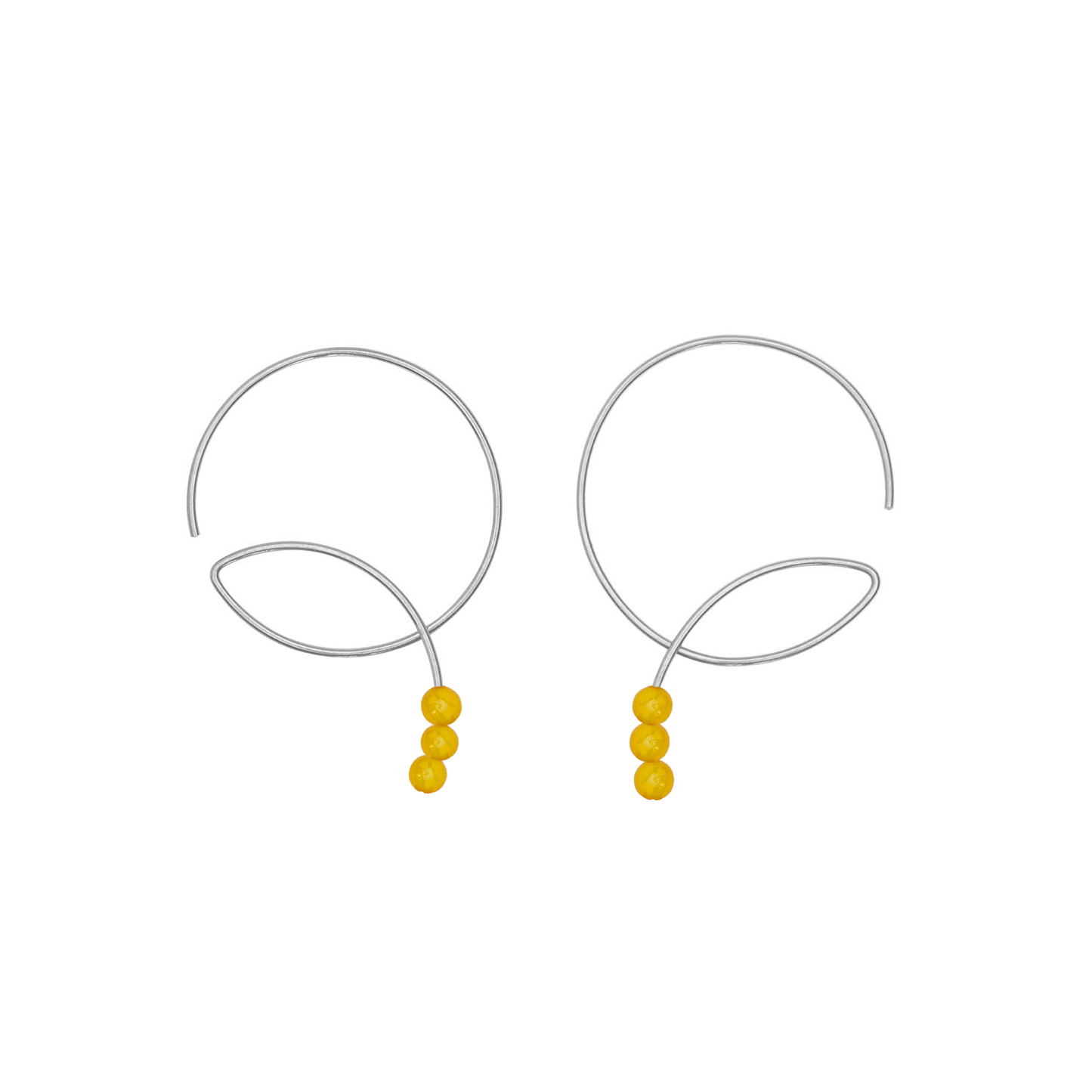 Round Curl Earrings with Round Beads Gemstone