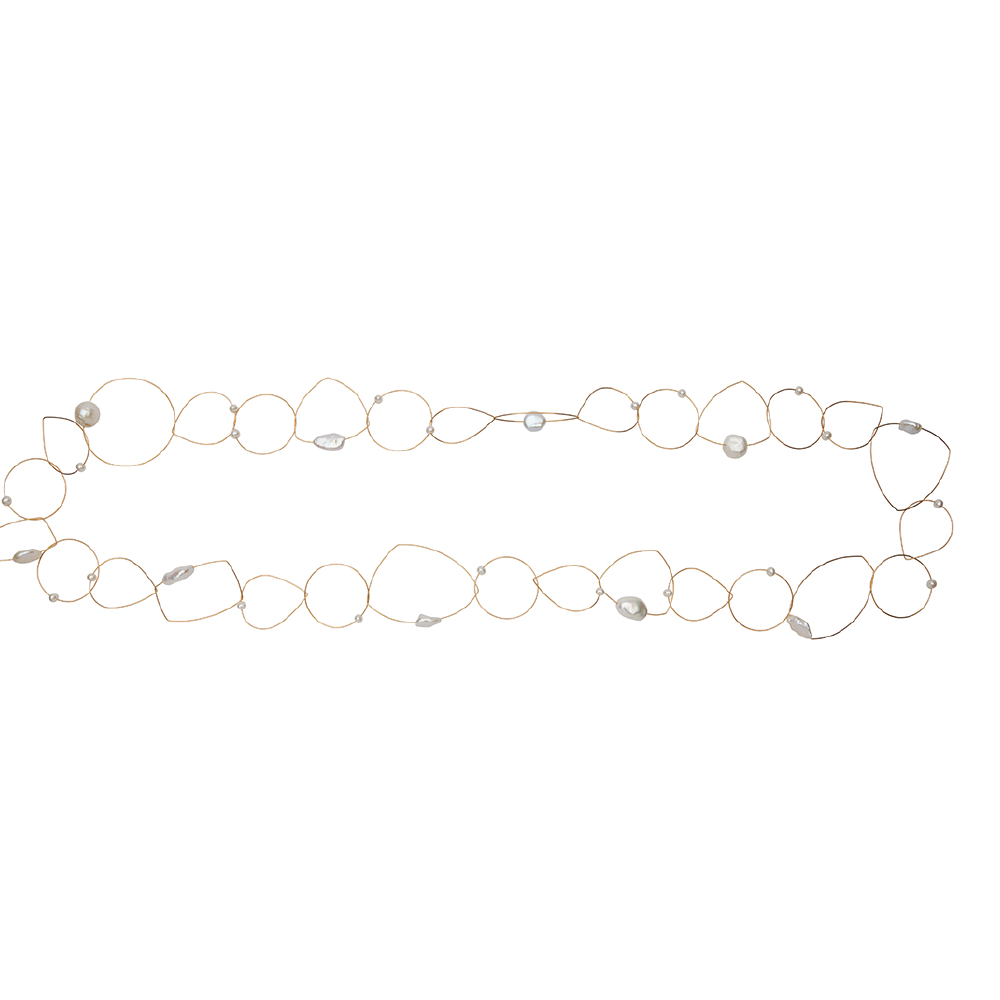 Long Articulated Necklace with Freshwater White Pearls