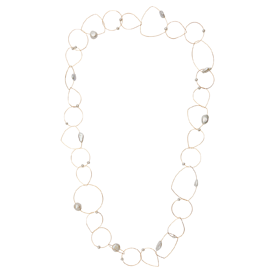 Long Articulated Necklace with Freshwater White Pearls