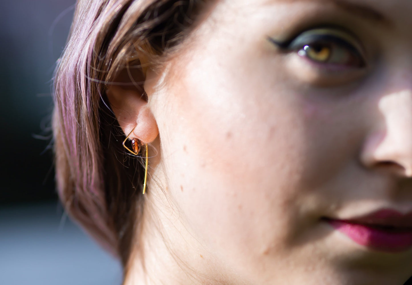 Medium Triangle Twist Earrings with hand-cut precious gems