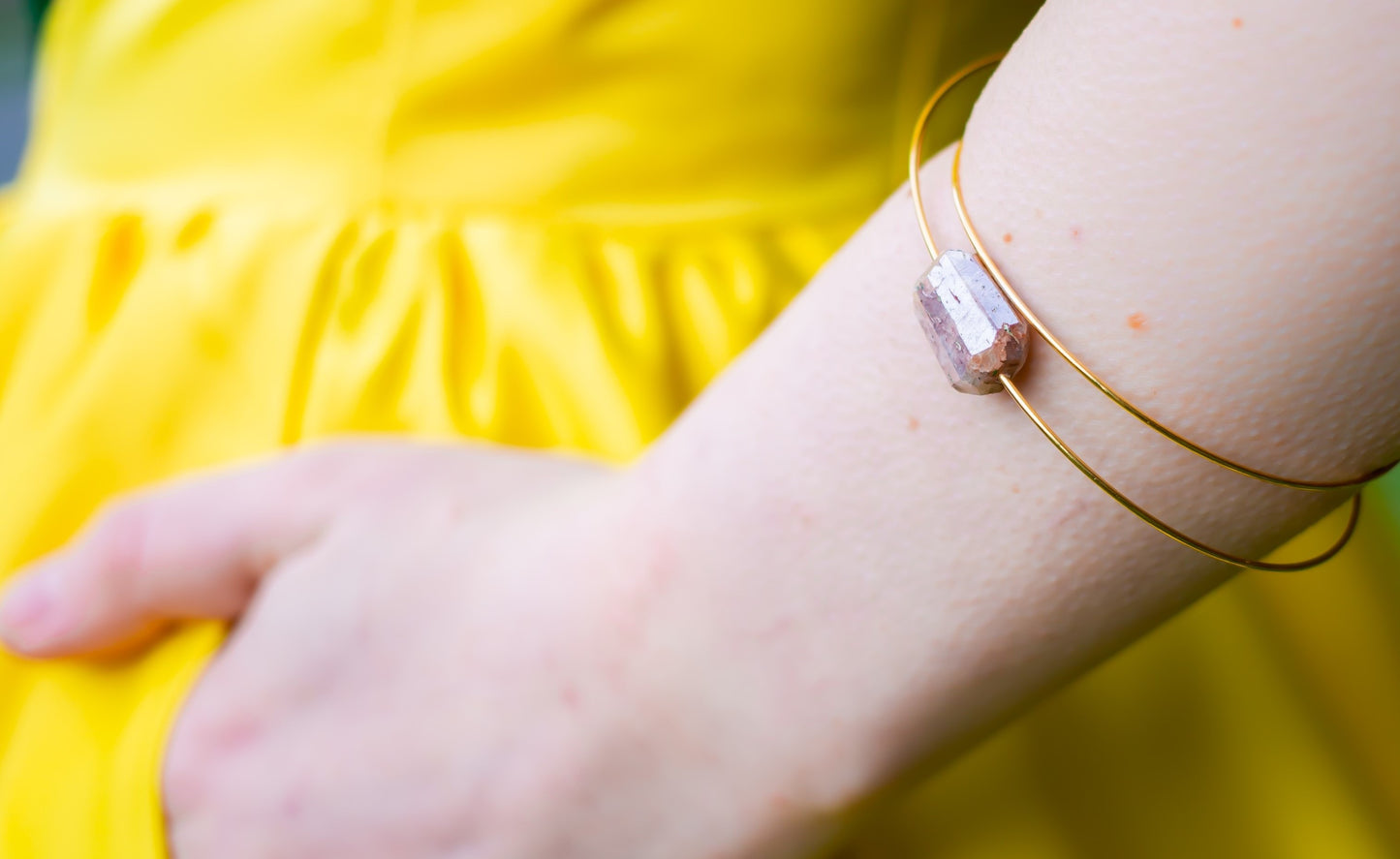 Circle Atomic Bangle with hand-cut Gemstones