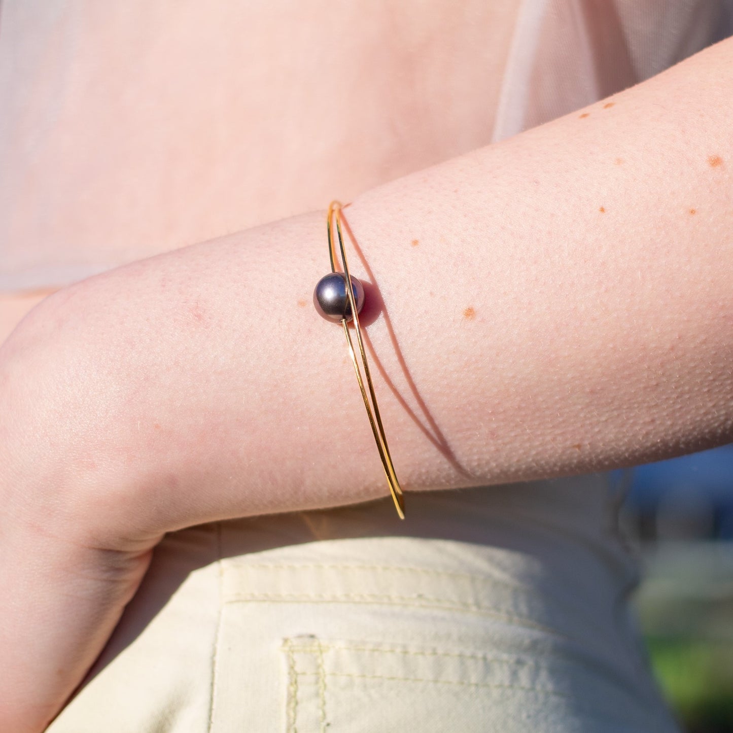 Square Wrap Bangle with hand-cut Gemstones