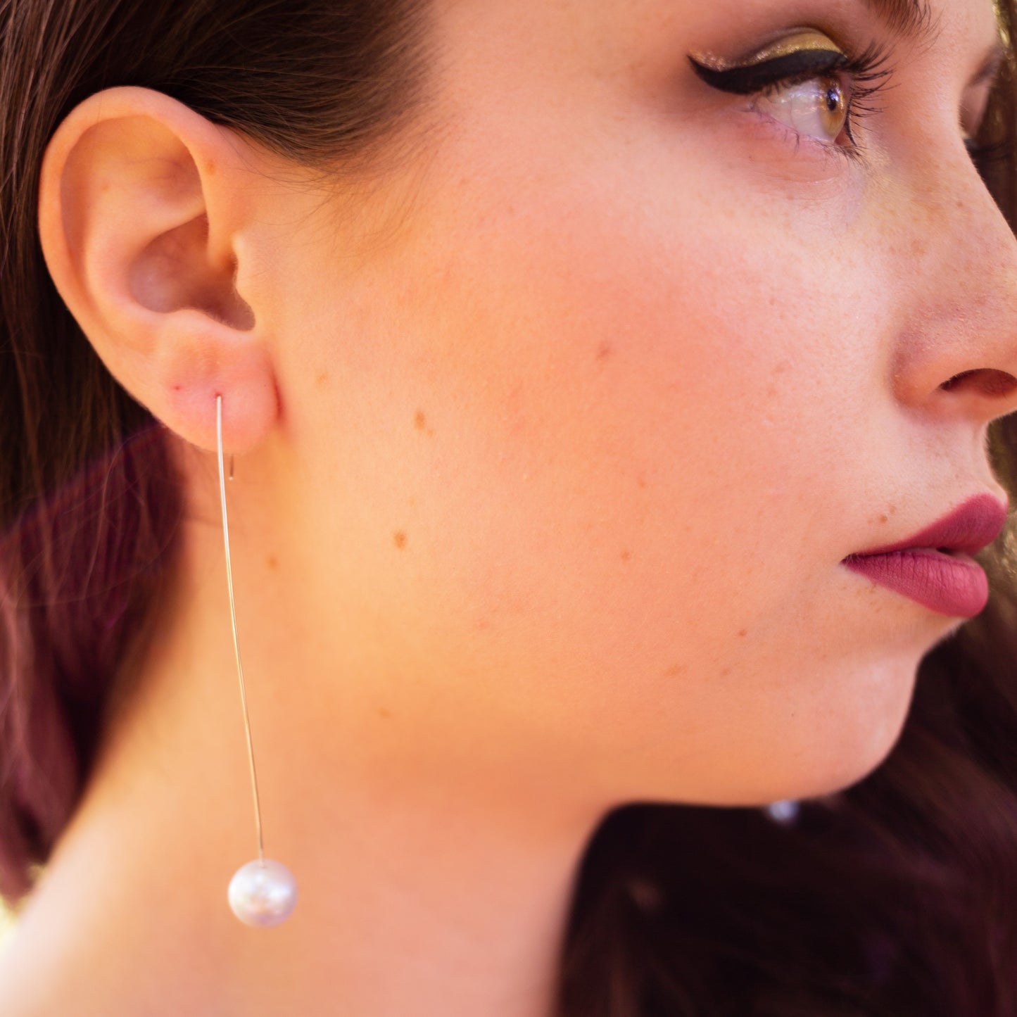 Medium Drop Earrings with Pale Green Amethyst Gemstone and Freshwater Pearls