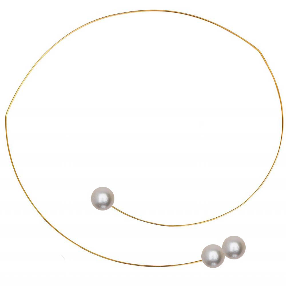 Asymmetric NeckWire with Round Freshwater Pearls