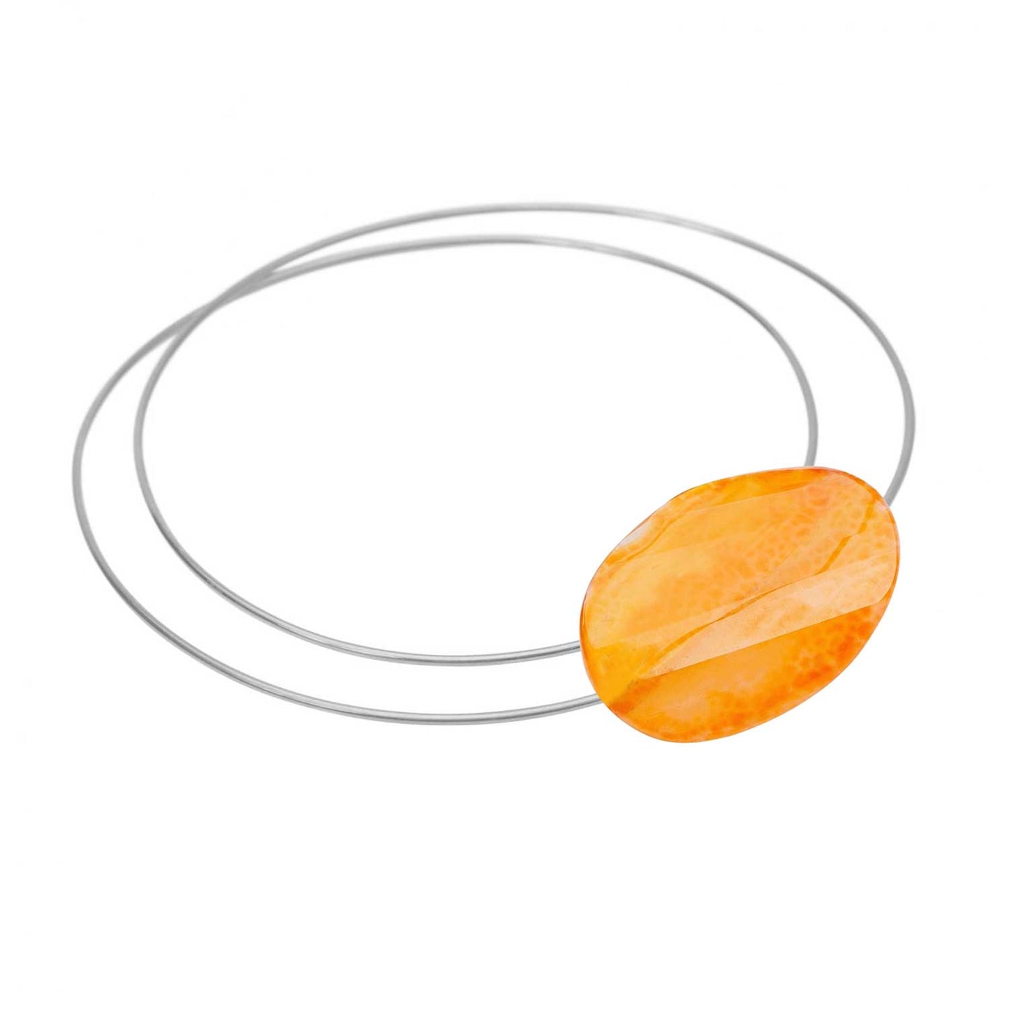 Circle Atomic Bangle with Flat Gemstones